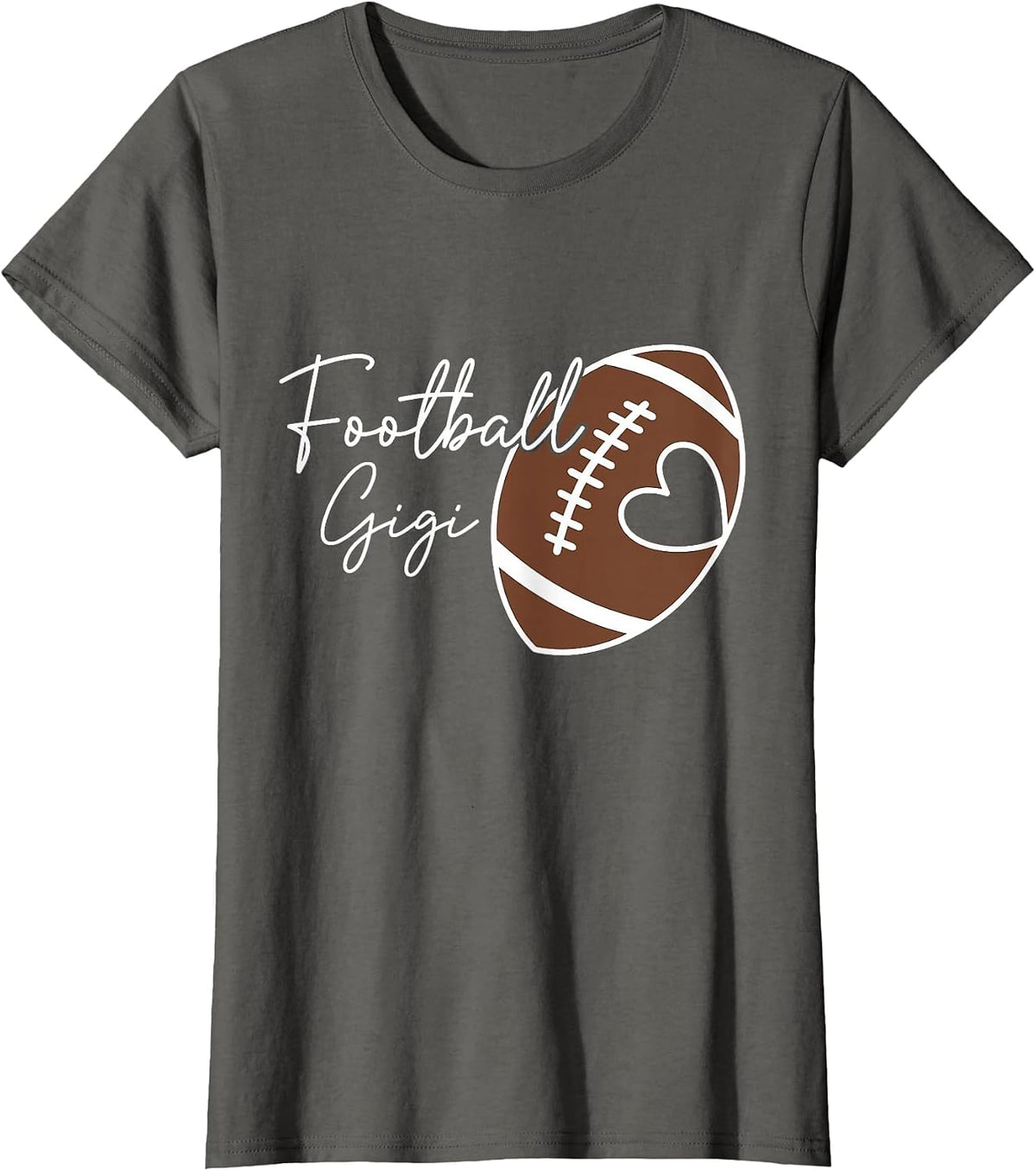 Football Gigi Love Football Player Heart T-Shirt - Asphalt Grey