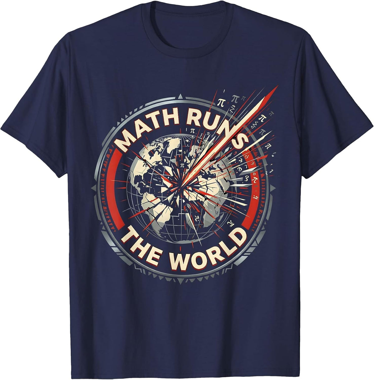Math Runs The World Graphic Design T-Shirt - Navy Blue