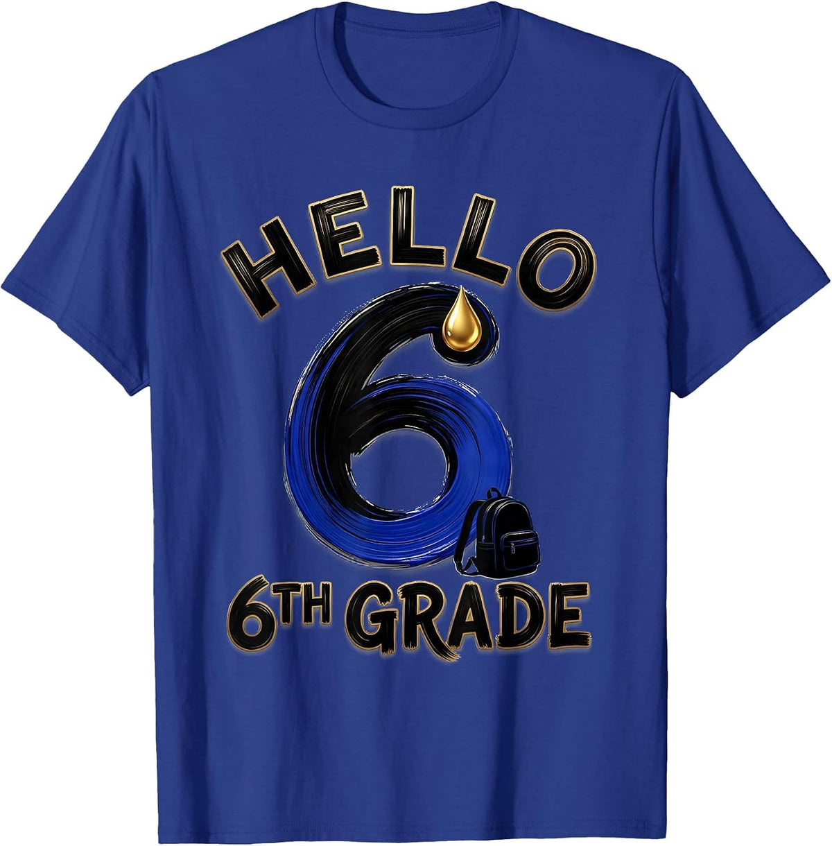 Men's Hello 6th Grade Groovy Back To School First Day of Sixth T-Shirt - Royal Blue