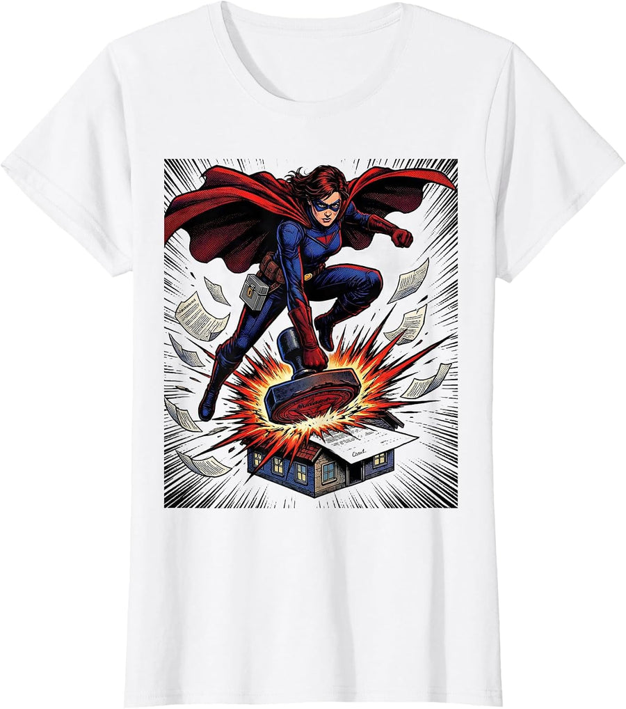 Women's Heroic Realtor Comic Book Real Estate Agent Gift T-Shirt - White