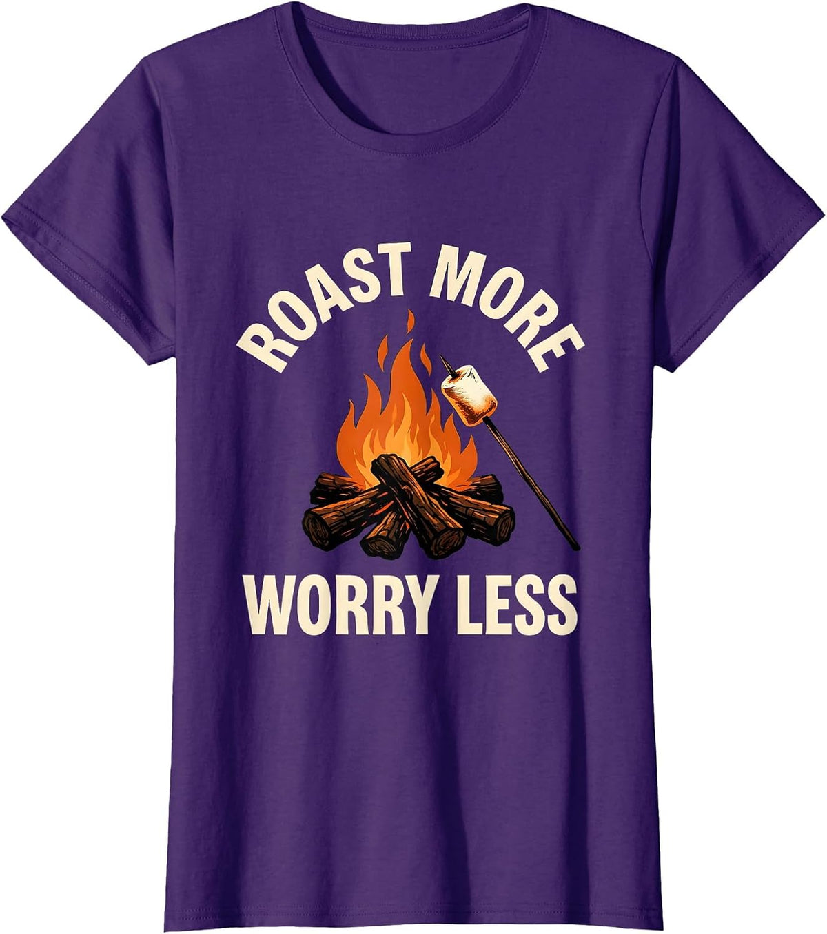 Women's Roast More Worry Less Coffee Lover Design T-Shirt - Purple