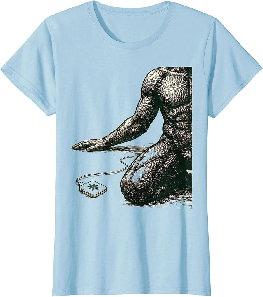 Women's Kneeling Medic Crosshatch EMT Paramedic Humor T-Shirt - Baby Blue