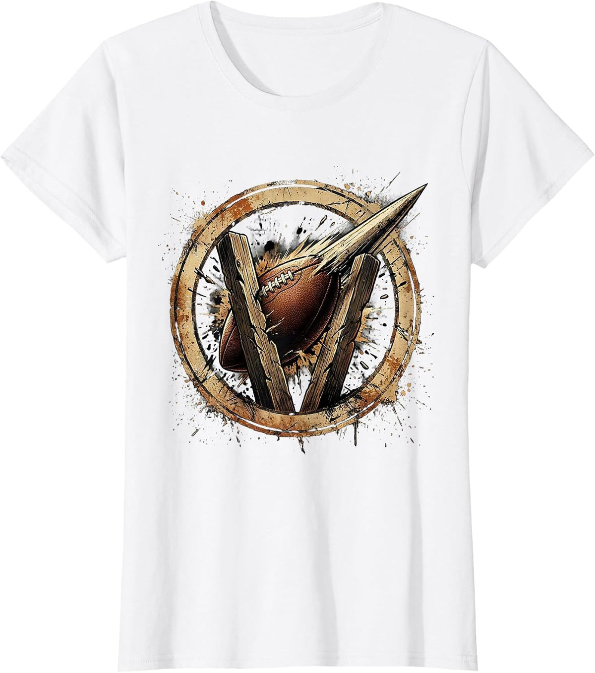 Women's Rugby Ball Through the Posts Graphic T-Shirt - White