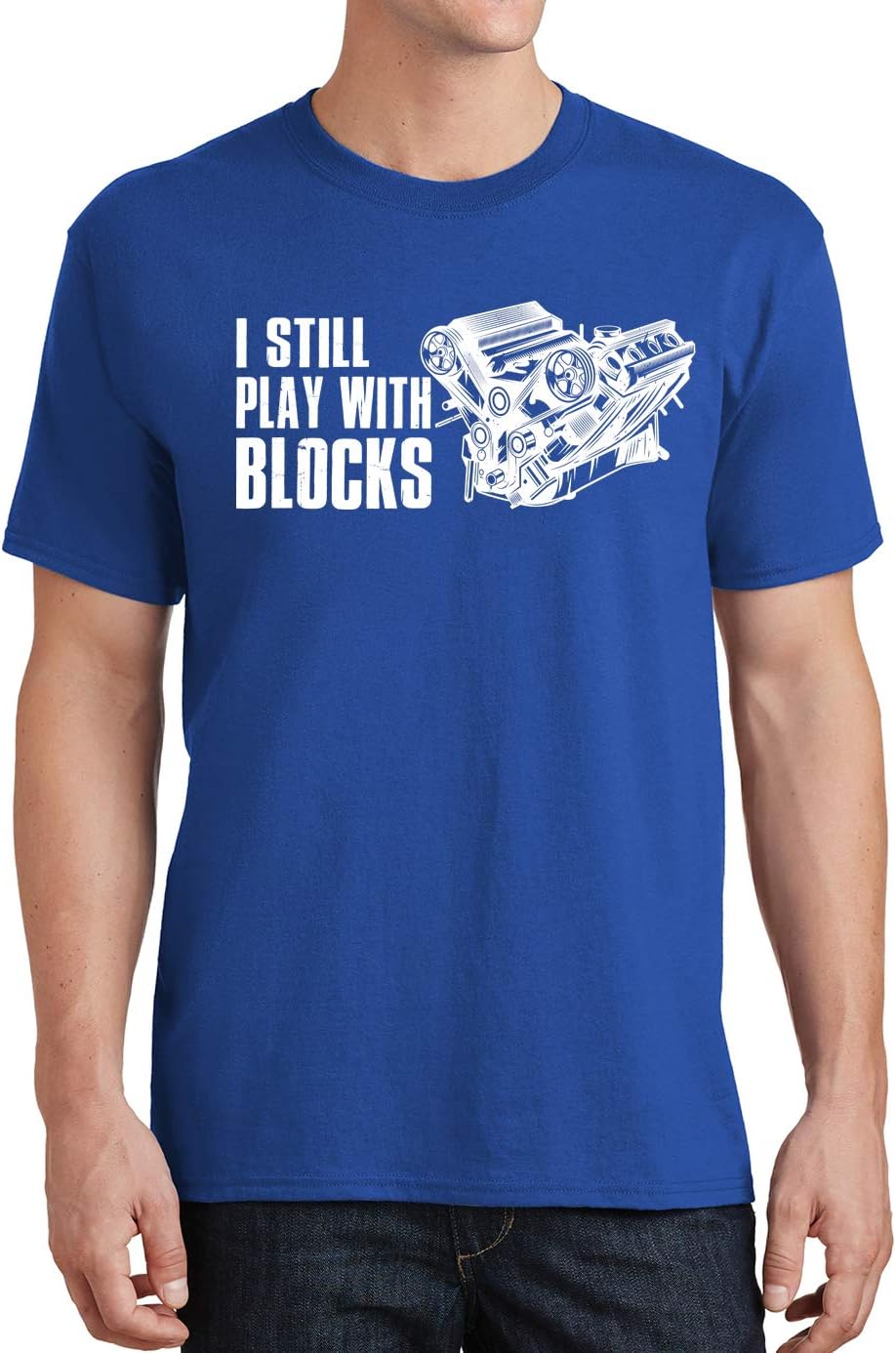 I Still Play with Blocks Mechanic Car Engine Repair Mens T-Shirt - Royal