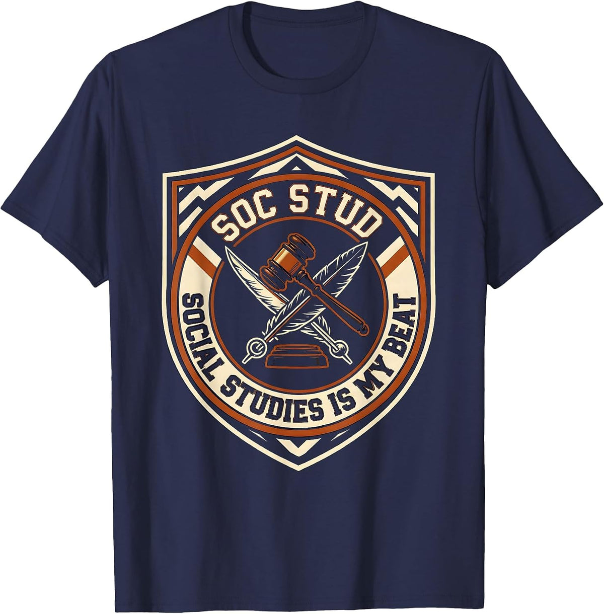 Social Studies Is My Beat Funny Teacher Back To School T-Shirt - Navy Blue