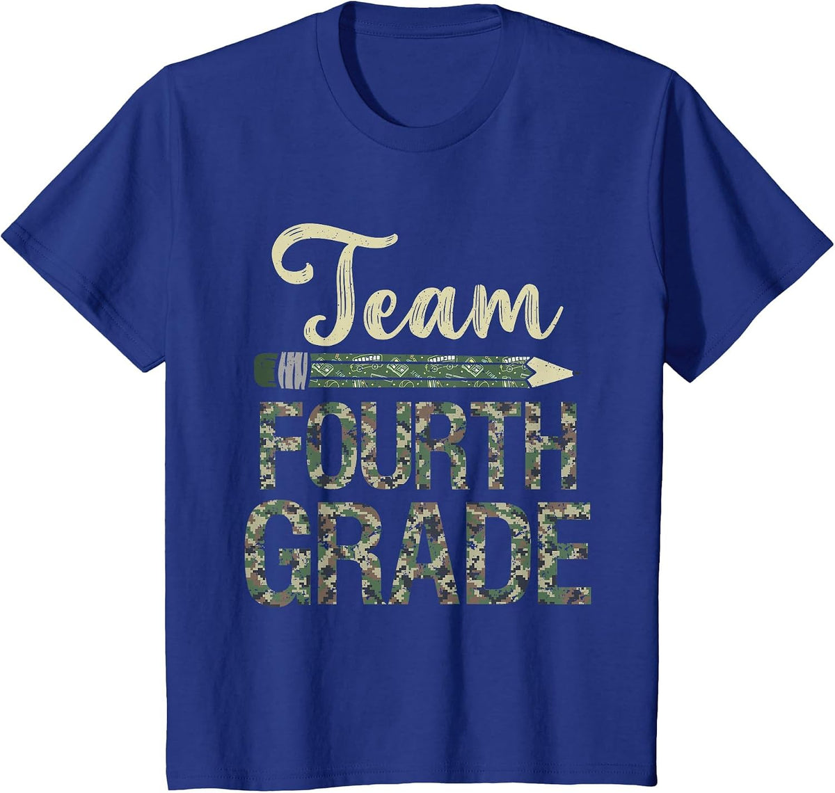 Team Fourth Grade Camo 4th Grade Teacher Camouflage T-Shirt - Royal Blue