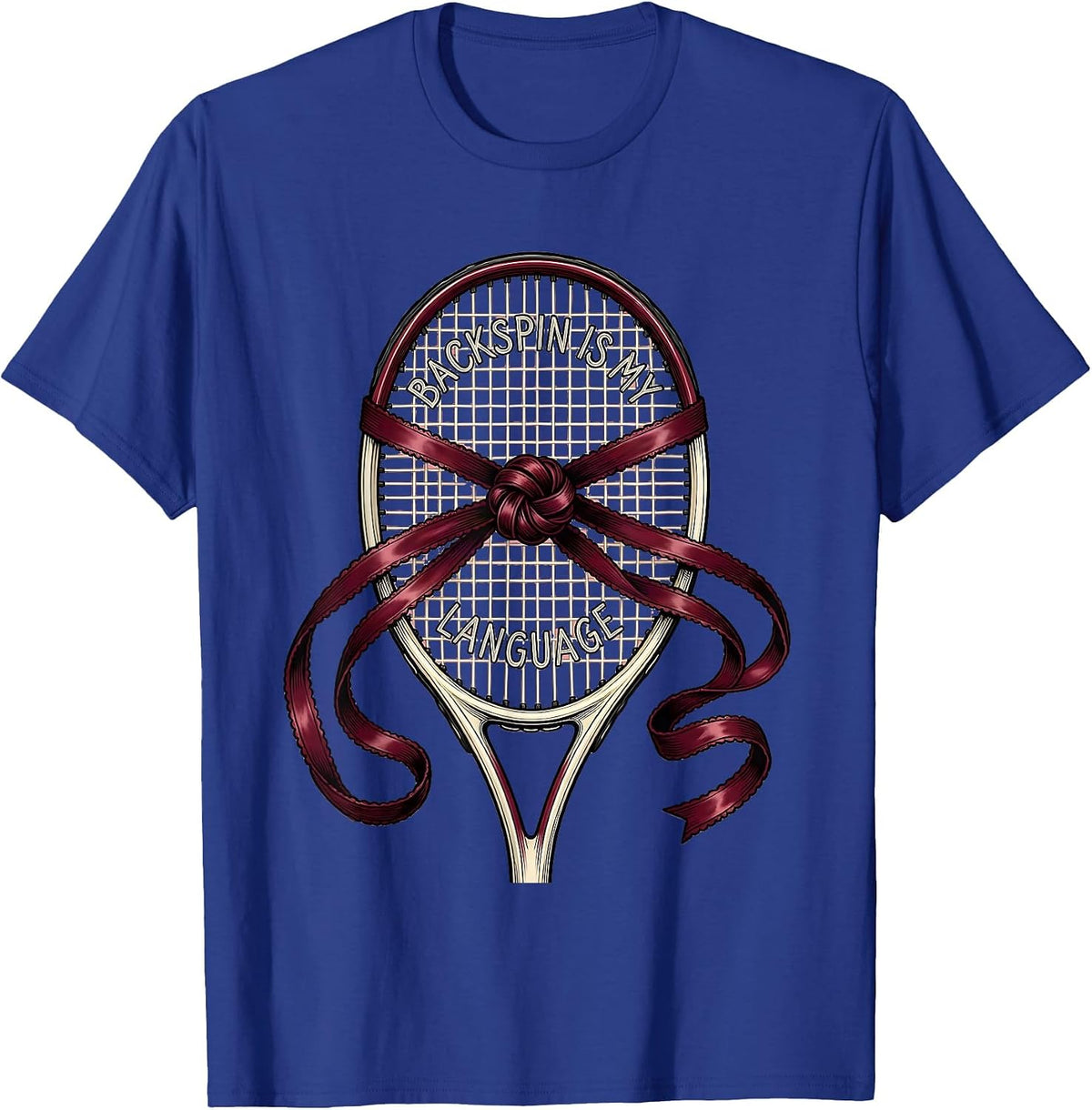 Backspin Is My Language Tennis Graphic Design T-Shirt - Royal Blue