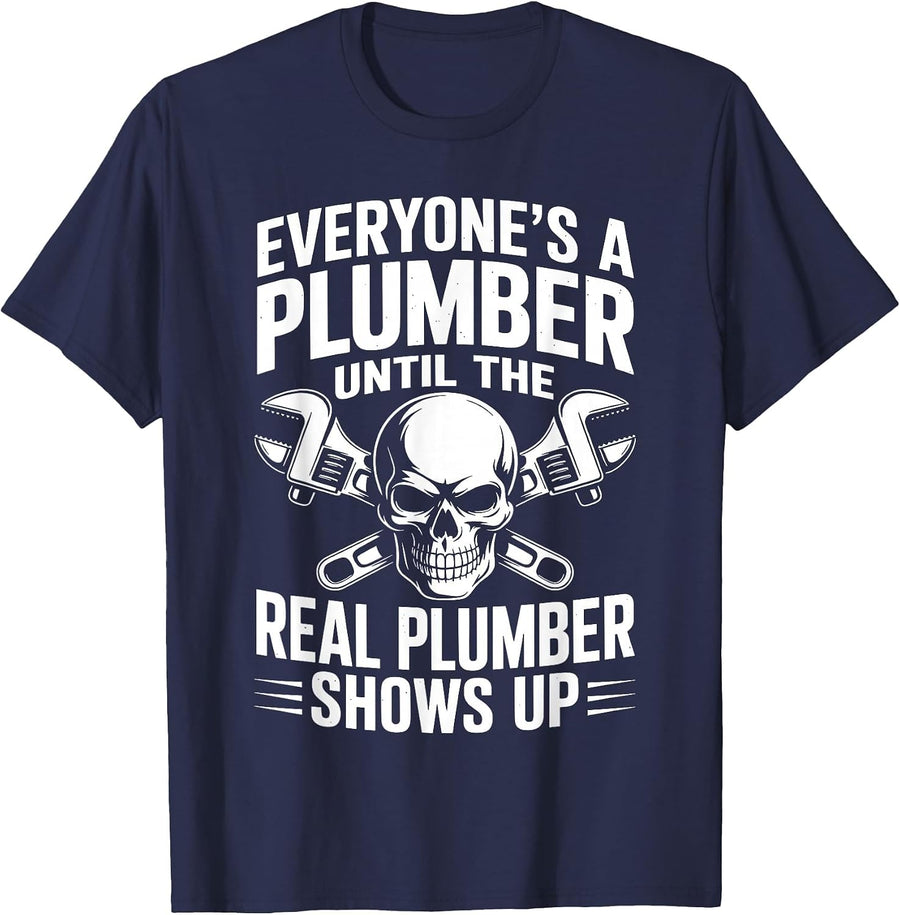Best Plumber Art for Men Women Plumbing Pipefitter Plumber T-Shirt - Navy Blue