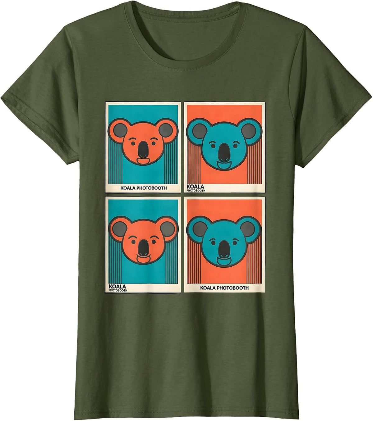 Women's Koala Photobooth Funny Animal Portrait Humor T-Shirt - Olive Green