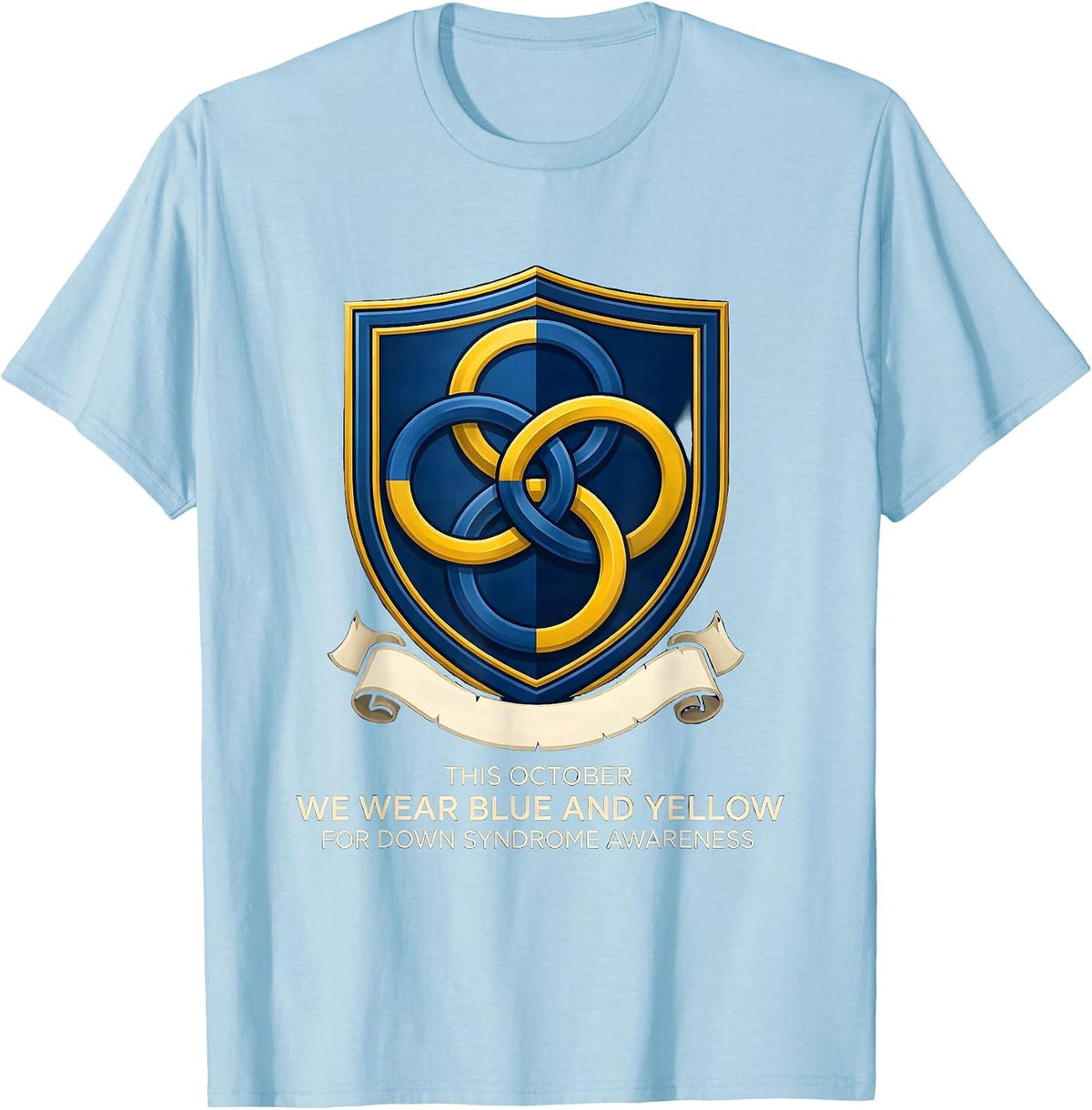 Men's This October We Wear Blue Yellow Down Syndrome Awareness T-Shirt - Baby Blue