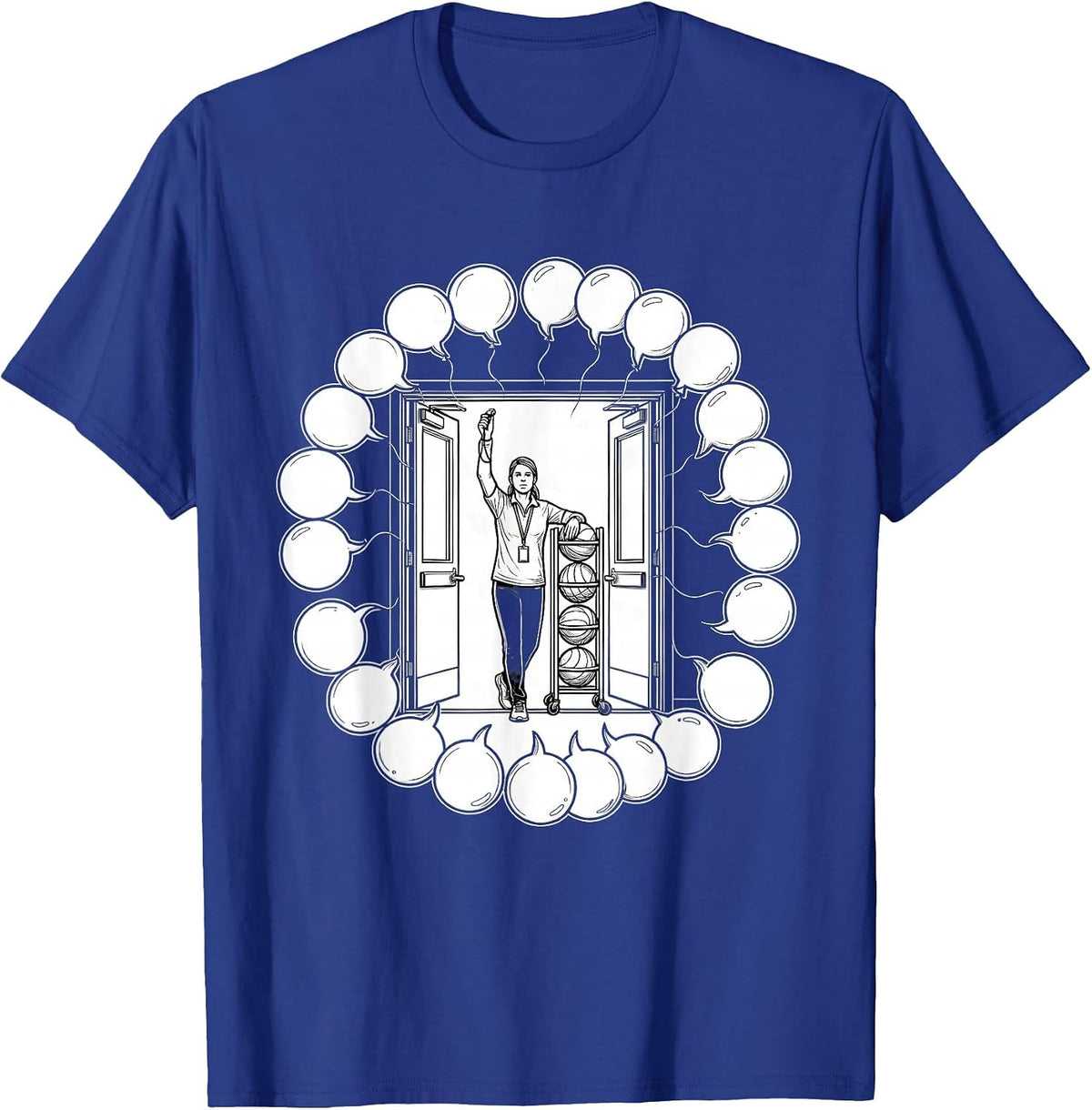 Men's PE Teacher Open Gym Door Back To School Humor T-Shirt - Royal Blue