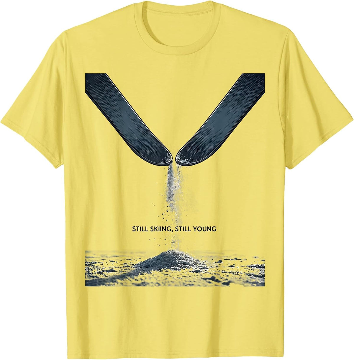 Men's Still Skiing, Still Young Funny Ski Dad Winter Sports Gift T-Shirt - Lemon Yellow
