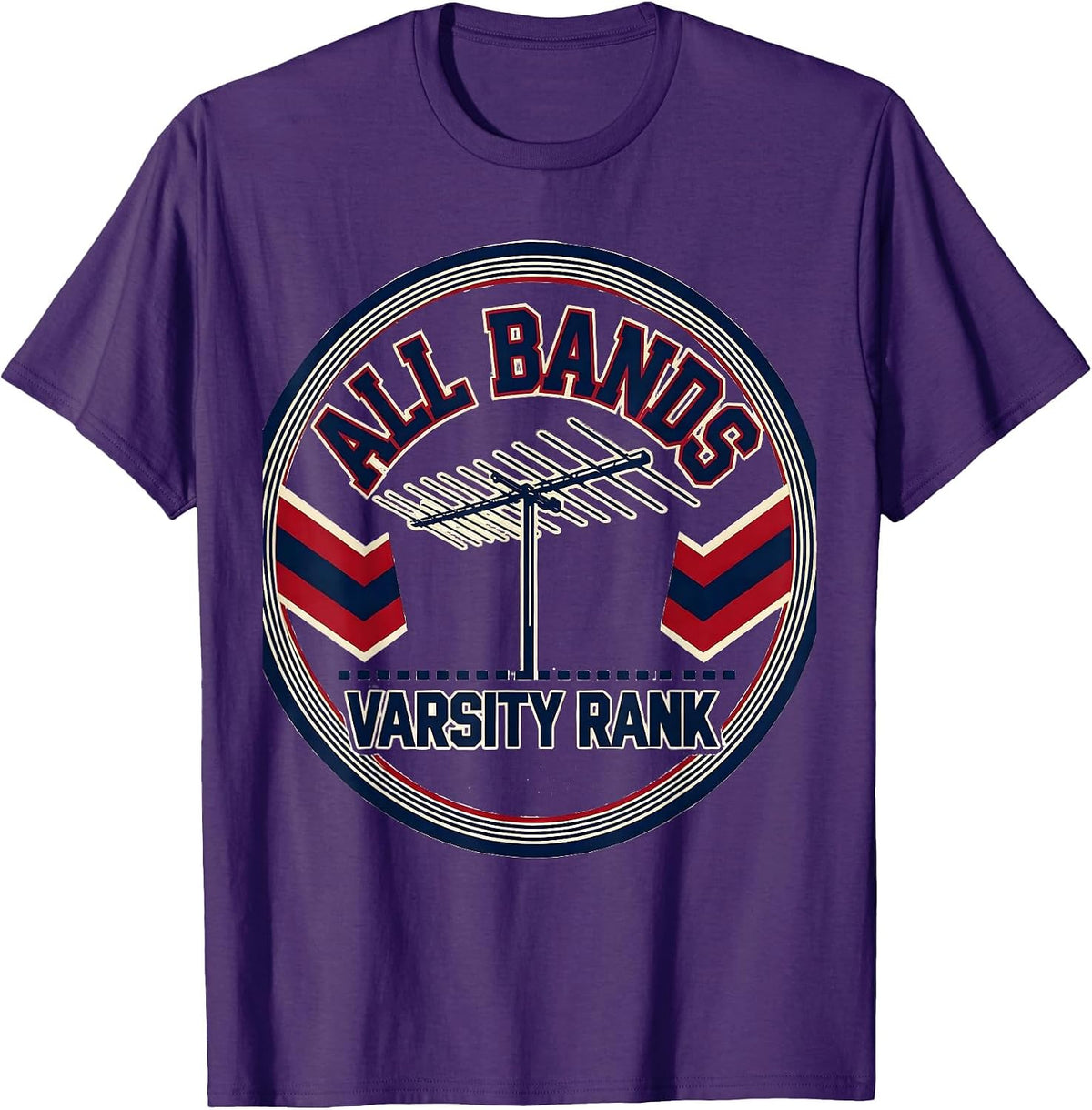Men's All Bands Varsity Rank Sports Ham Radio Operator Hobbyist T-Shirt - Purple
