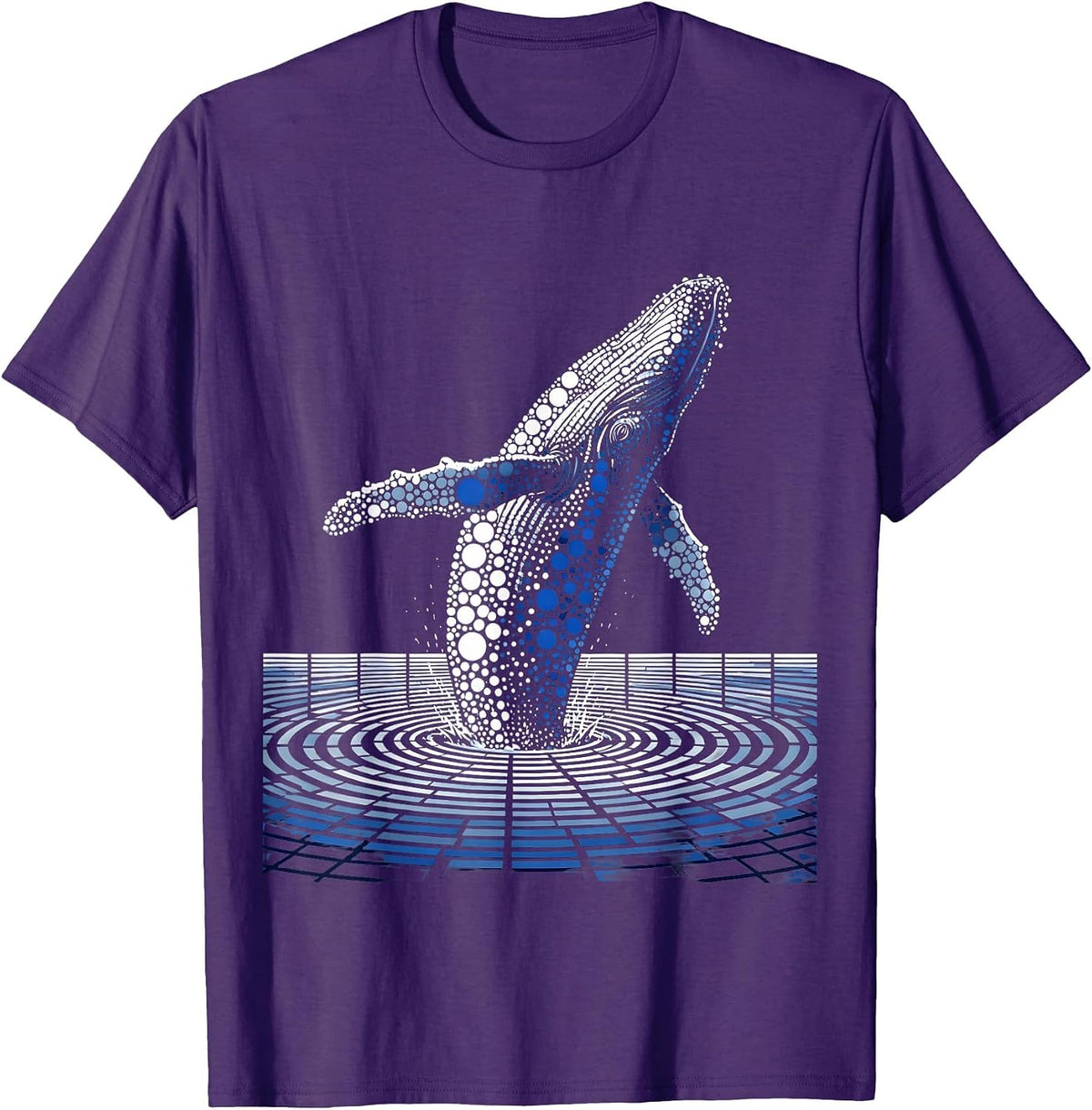 Men's Polka Dot Whale Breaching Ocean Surface T-Shirt - Purple