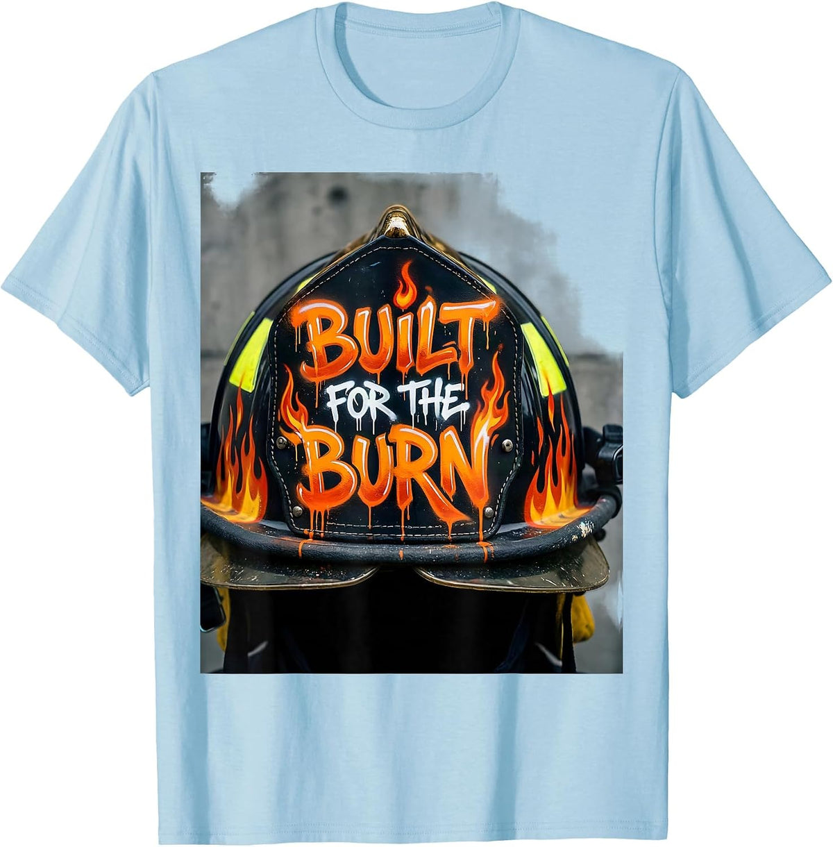 Men's Built for the Burn Firefighter Graphic Design T-Shirt - Baby Blue