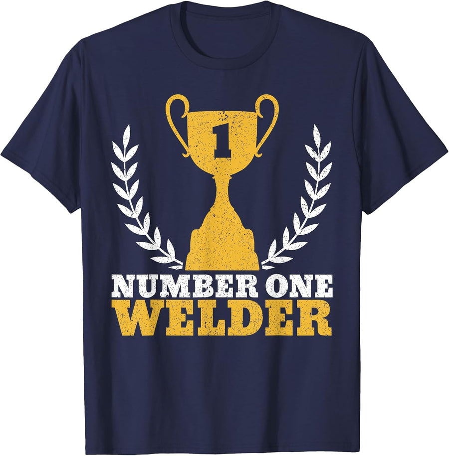 Number One Welder Welding T-Shirt - Navy Blue