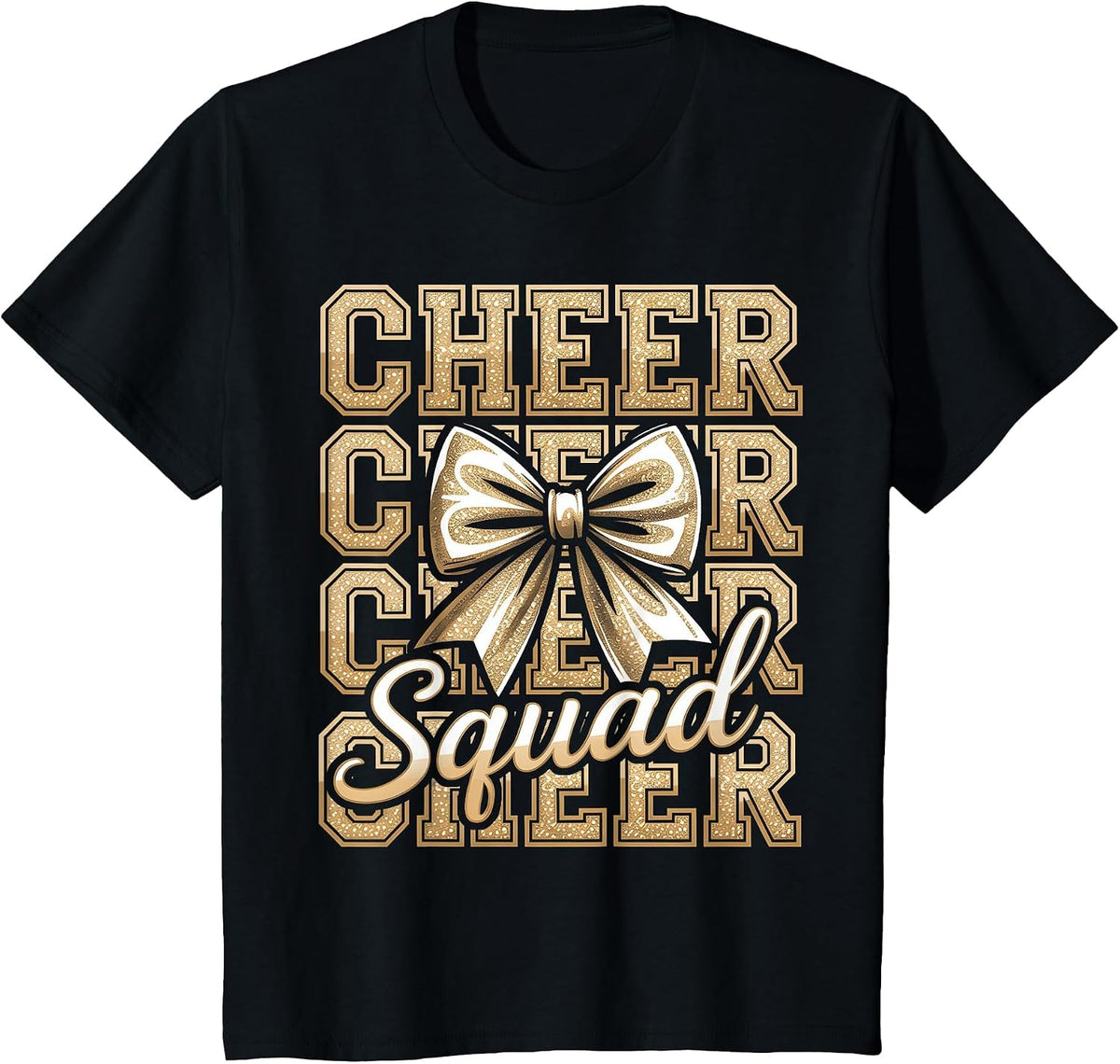 Cheer Squad Gold Funny Sport Cheerleader Cheerleading Team T-Shirt - Black