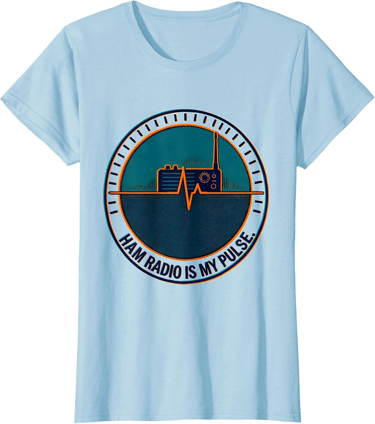 Women's Ham Radio Is My Pulse Risograph Hobbyist Novelty T-Shirt - Baby Blue