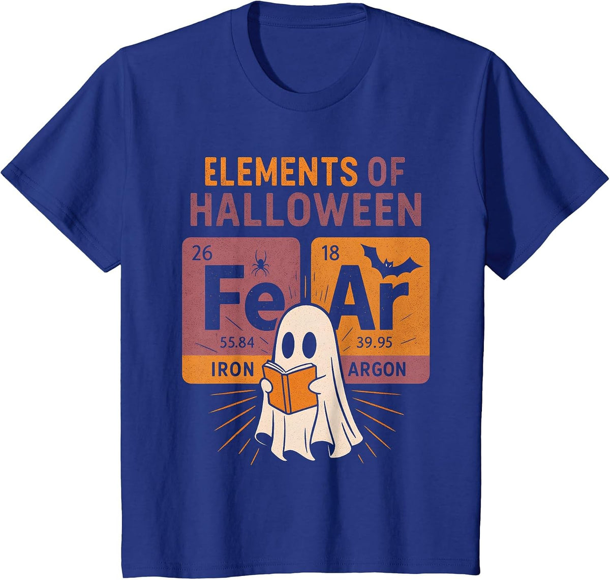 Elements of Halloween Funny Periodic Table Ghost Chemistry T-Shirt - Royal Blue