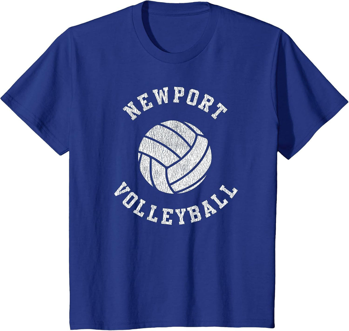 Newport Volleyball Retro Distressed Team VB Graphic T-Shirt - Royal Blue