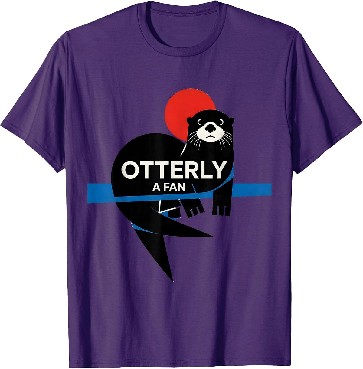 Otterly A Fan Bauhaus Modernist Otter Lover Pun Humor T-Shirt - Purple
