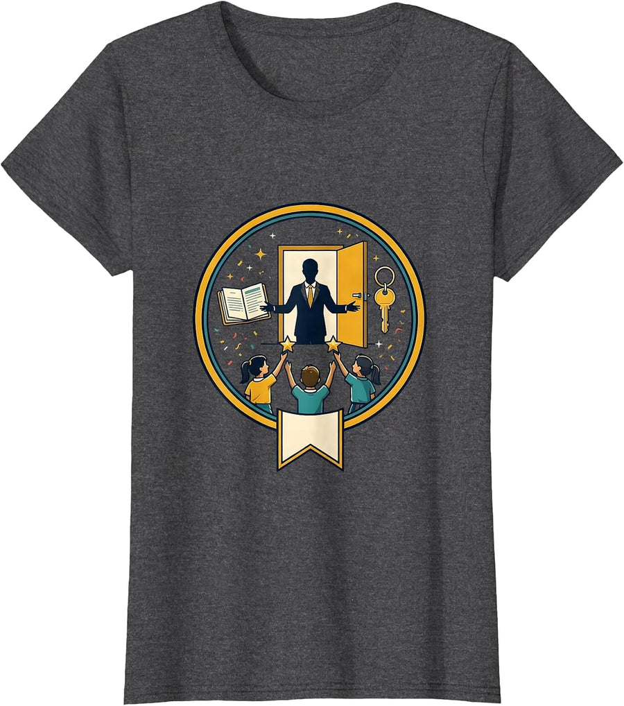 Women's Principal Appreciation Badge School Staff Gift T-Shirt - Dark Heather Grey