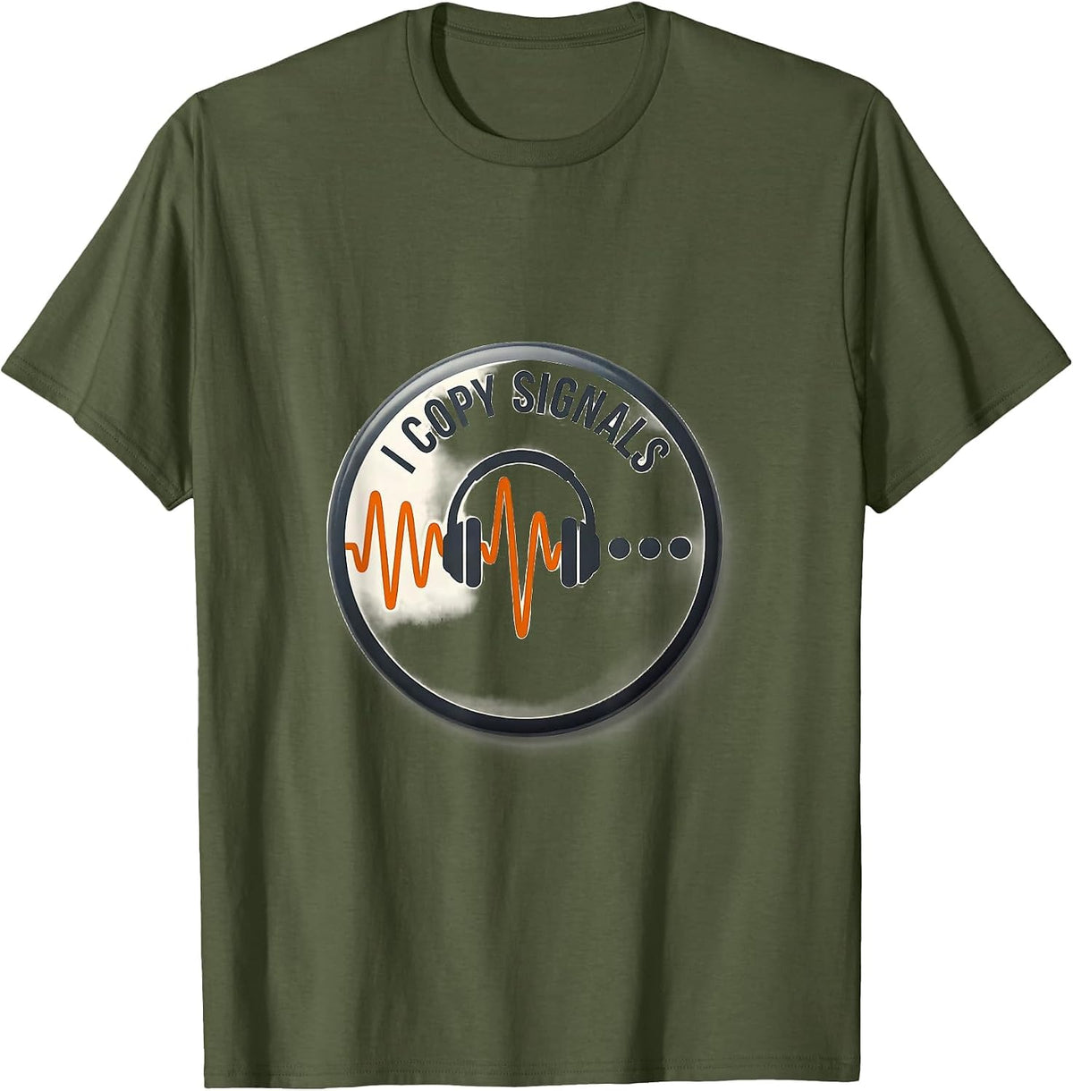 Men's I Copy Signals Minimalist Ham Radio Operator Hobbyist Humor T-Shirt - Olive Green