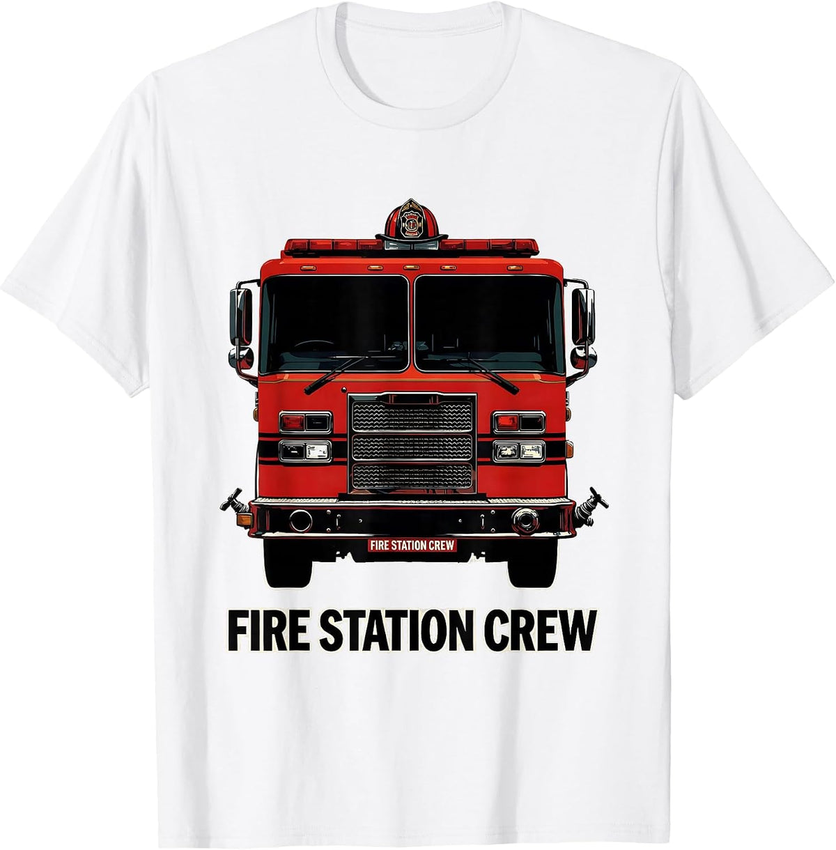 Men's Fire Station Crew Screenprint Firefighter Fire Department T-Shirt - White