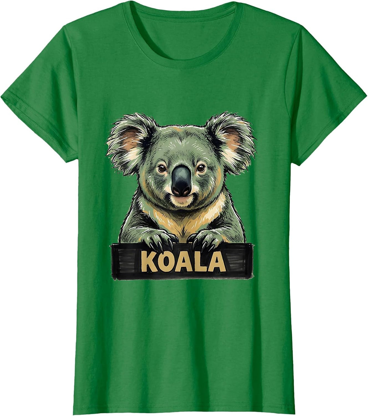 Women's Koala Minimalist Badge Patch Line Art Icon Outline Gift T-Shirt - Kelly Green