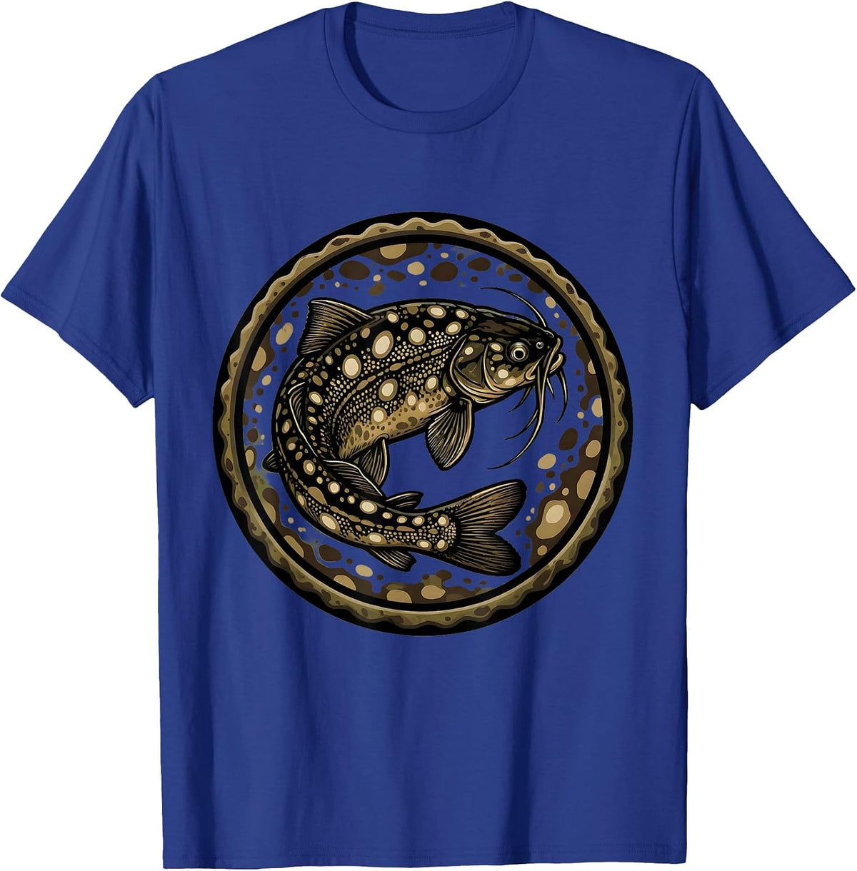 Men's Camo Catfish Muddy River Bottom Illustration T-Shirt - Royal Blue