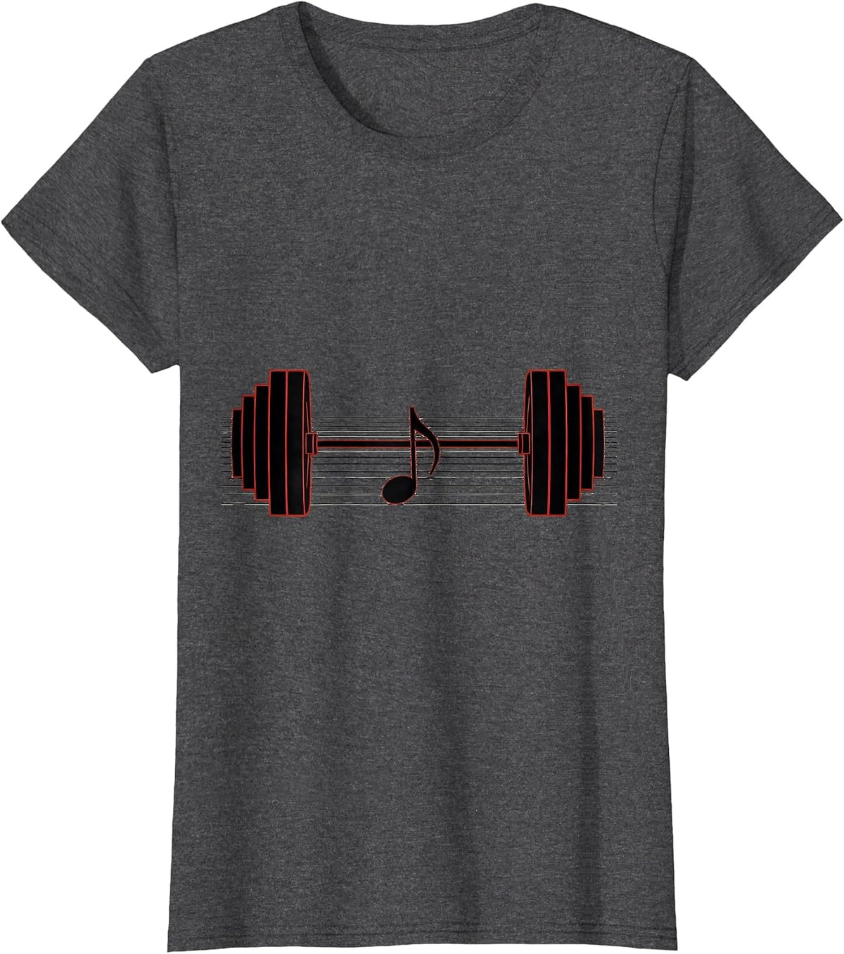 Women's Barbell Staff Lines Musician Humor Music Teacher Gift T-Shirt - Dark Heather Grey