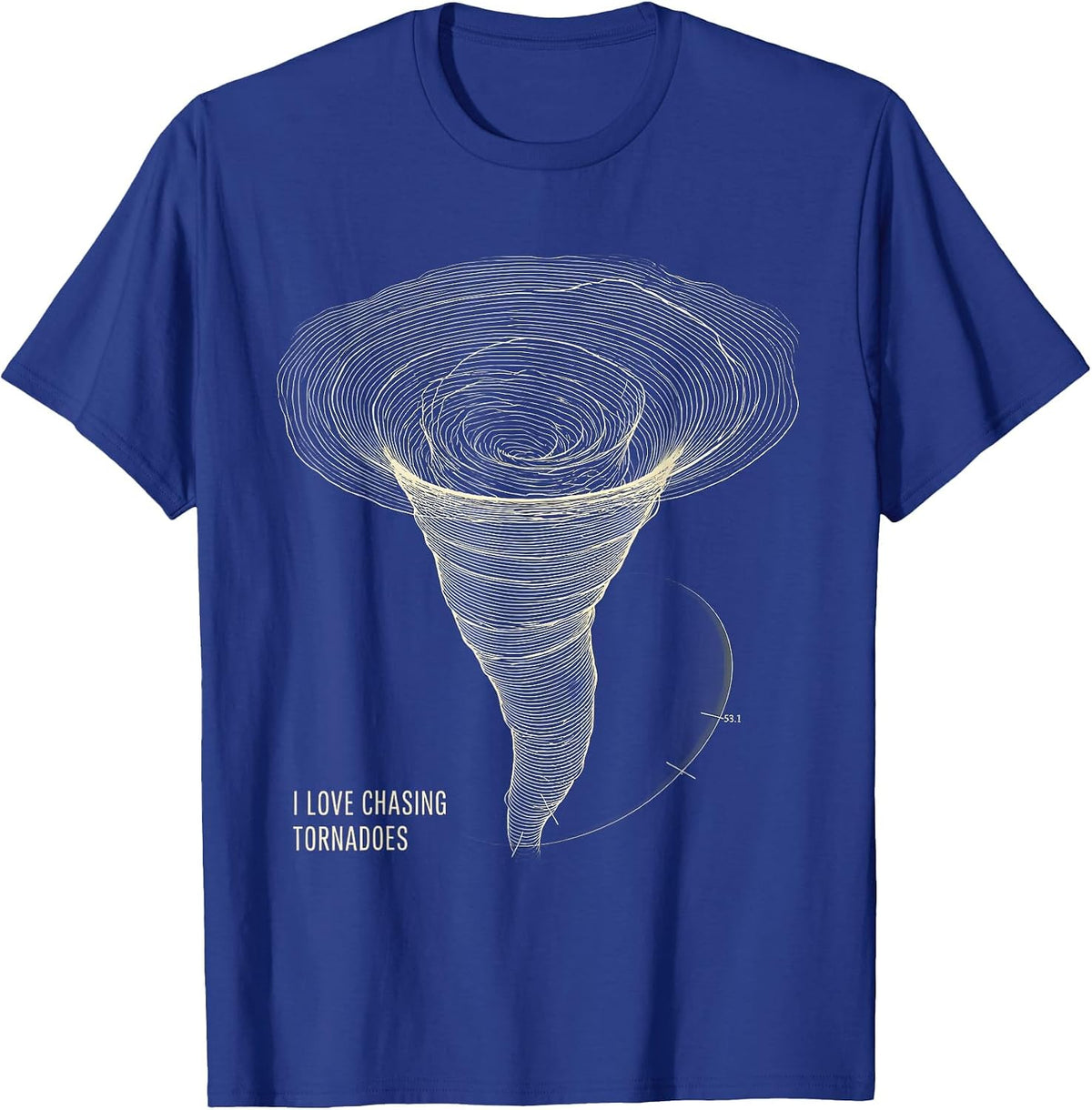 Men's I Love Chasing Tornadoes Topographic Contour Storm Chaser T-Shirt - Royal Blue