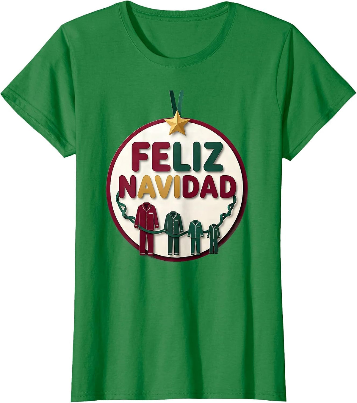 Women's Feliz Navidad Family Matching Spanish Mexican Christmas T-Shirt - Kelly Green