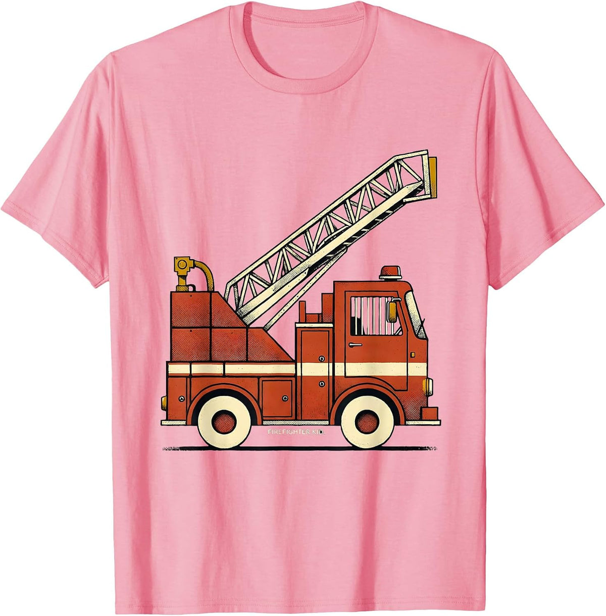 Men's Firefighter Kid Midcentury Modern Fire Truck Toddler T-Shirt - Pink