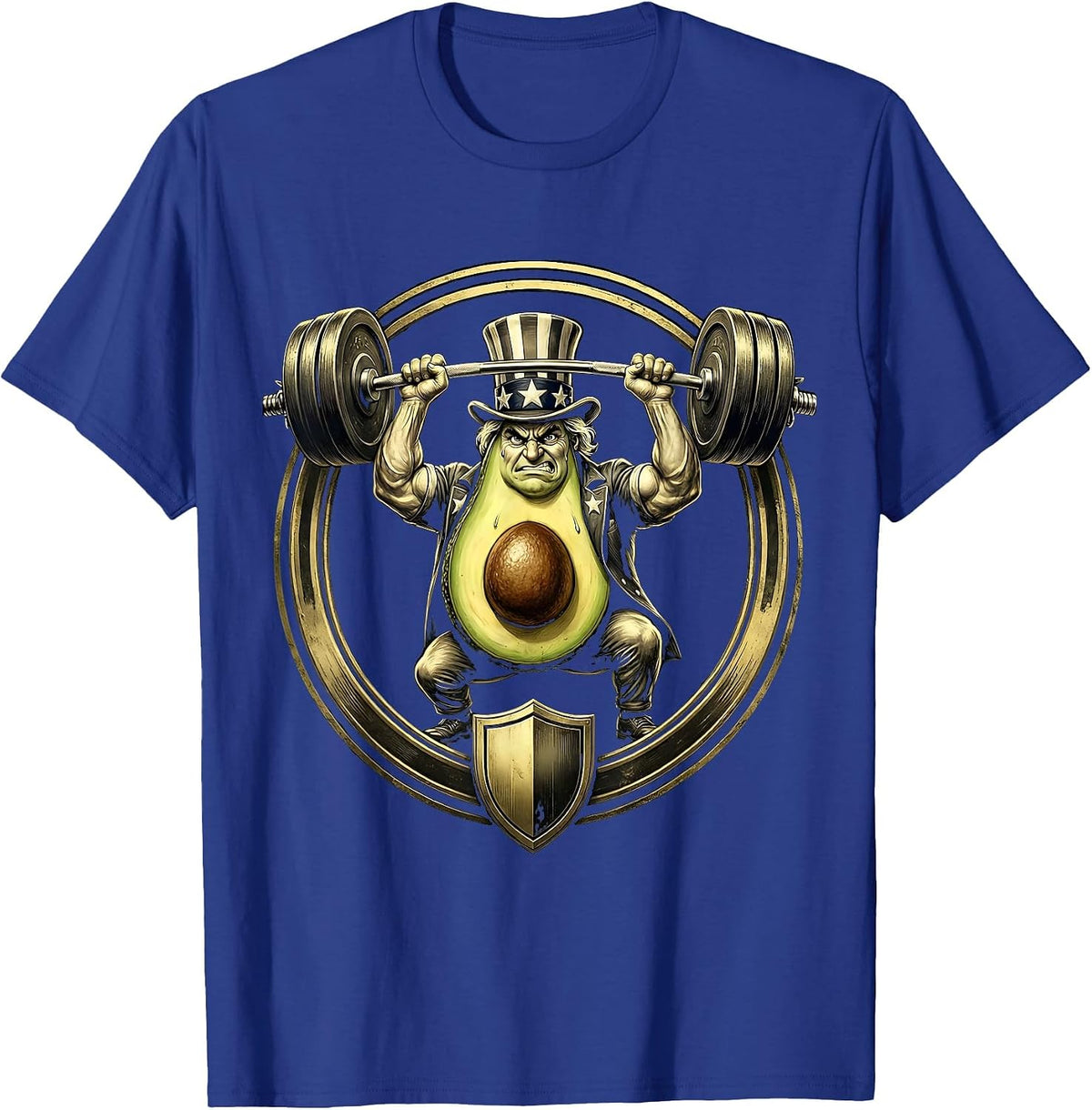 Men's Funny Avocado Lifting Weights Gym Workout T-Shirt - Royal Blue