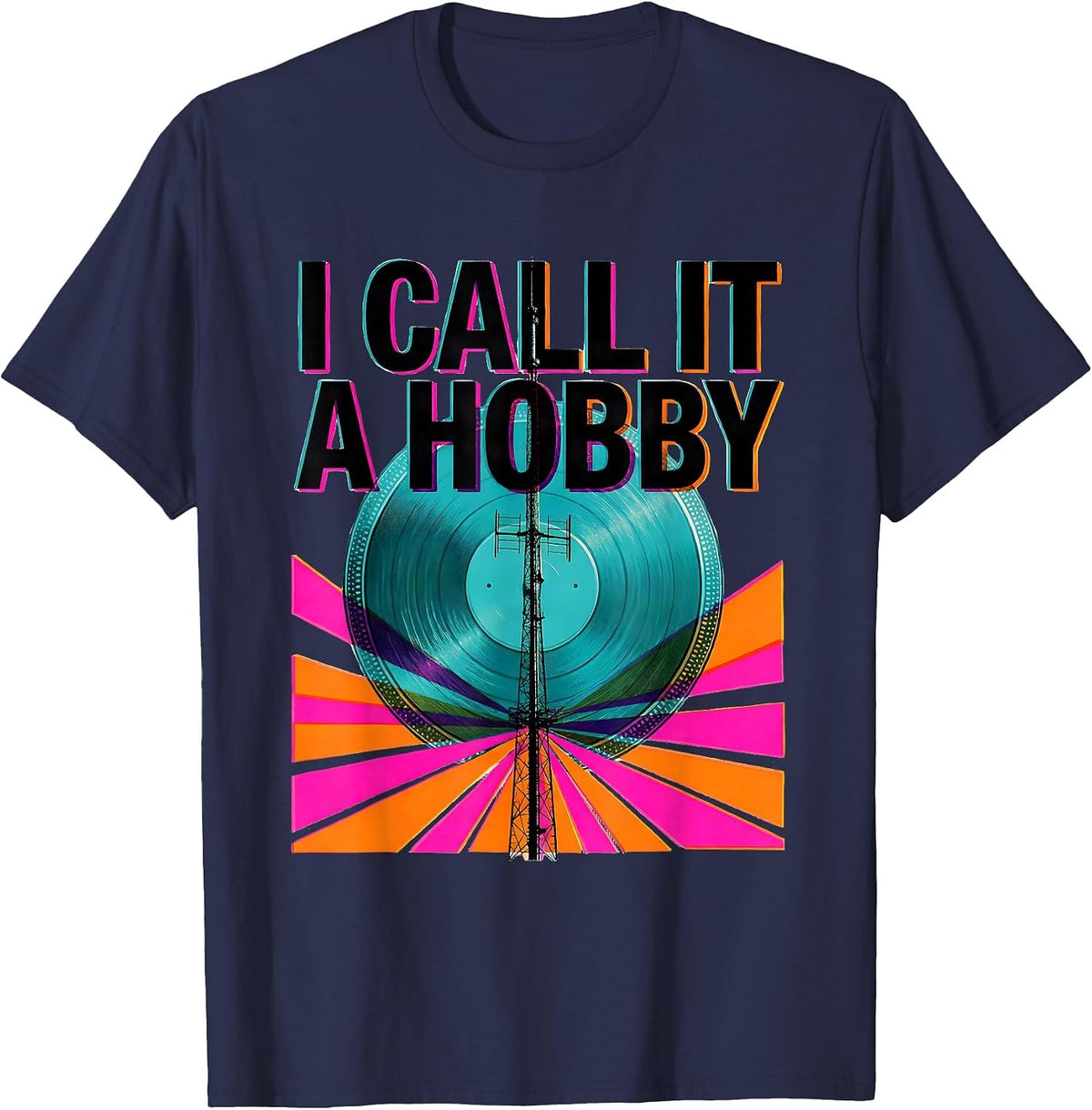 Men's I Call It A Hobby Risograph Ham Radio Operator Humor T-Shirt - Navy Blue