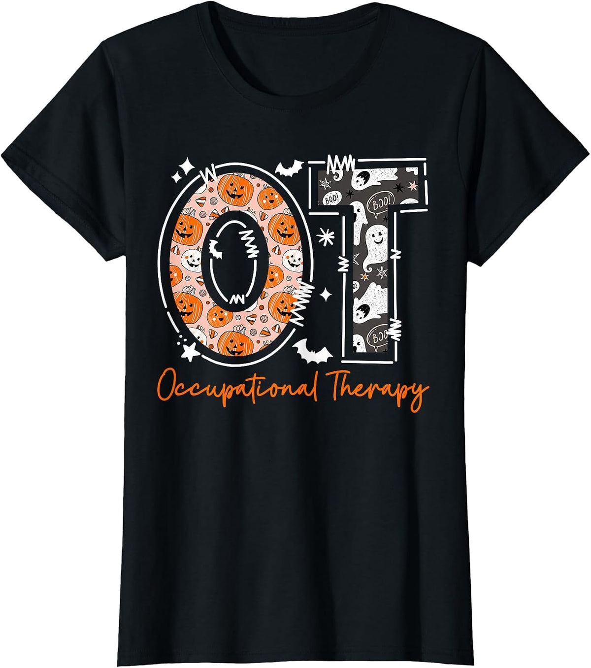 Spooky Occupational Therapy Therapist Halloween Funny OTA OT T-Shirt - Black
