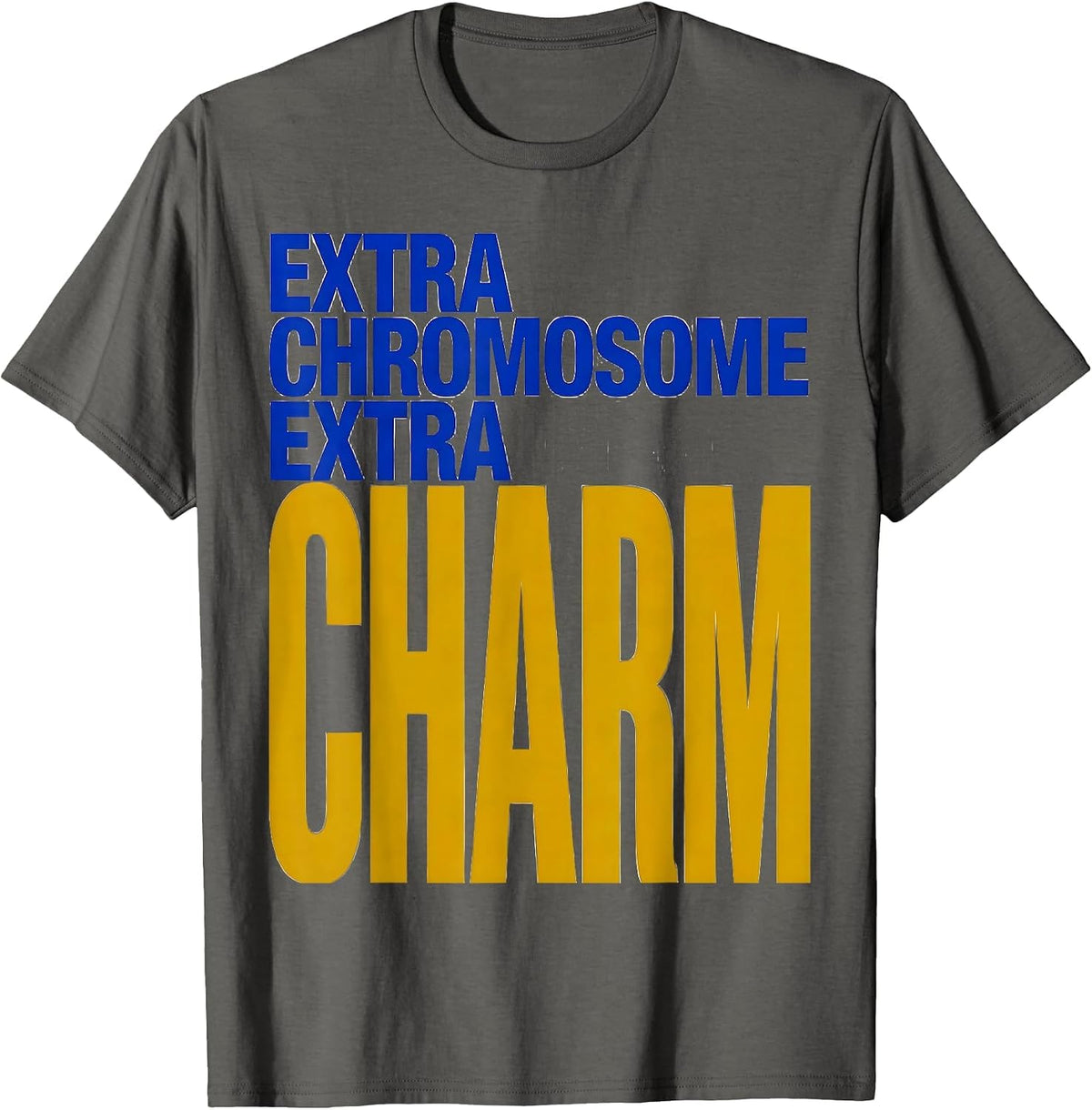 Extra Chromosome, Extra Charm Sentimental Down Syndrome T-Shirt - Asphalt Grey
