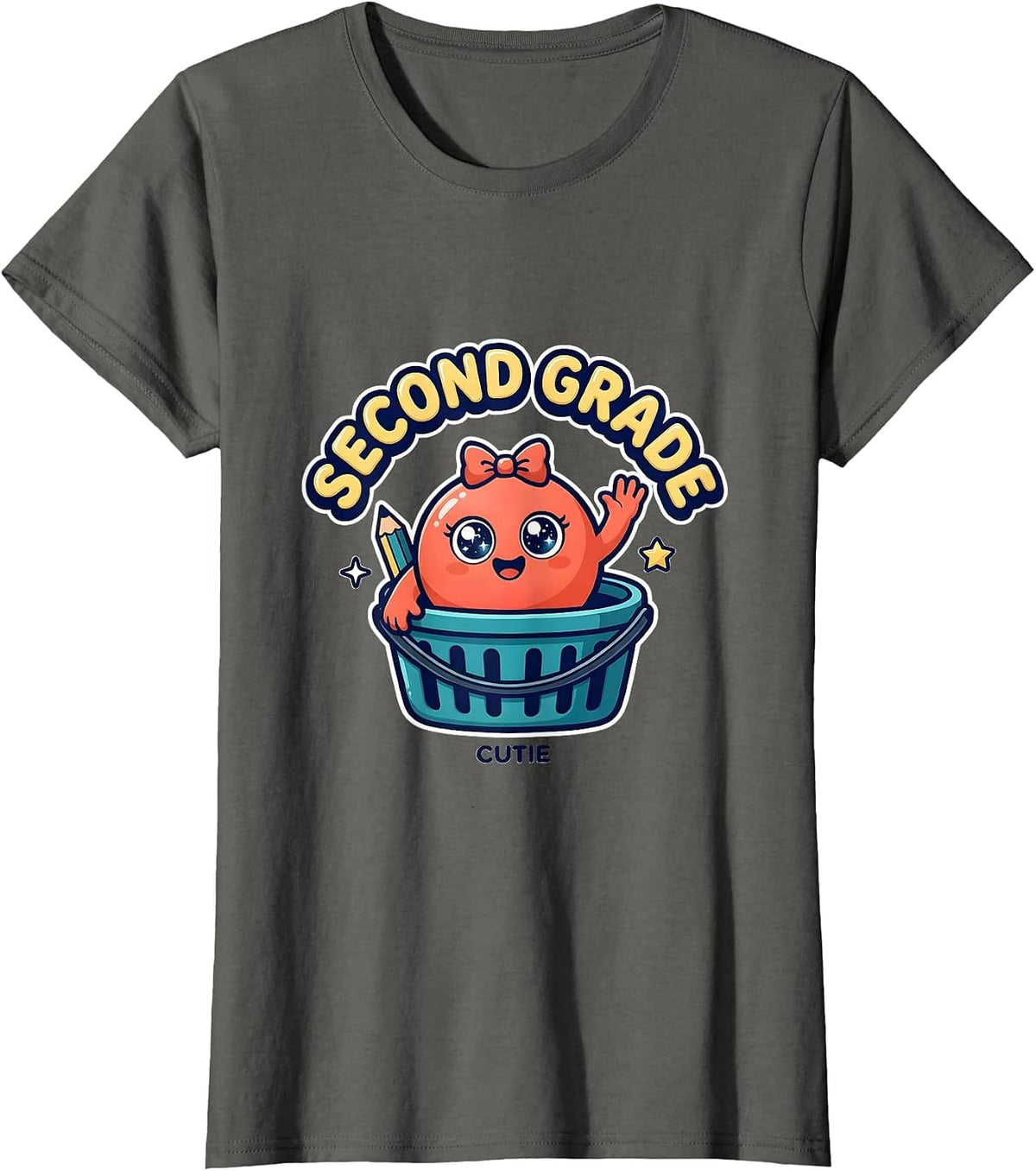 Women's Second Grade Cutie Cute Dumpling Back to School Girl Teacher T-Shirt - Asphalt Grey