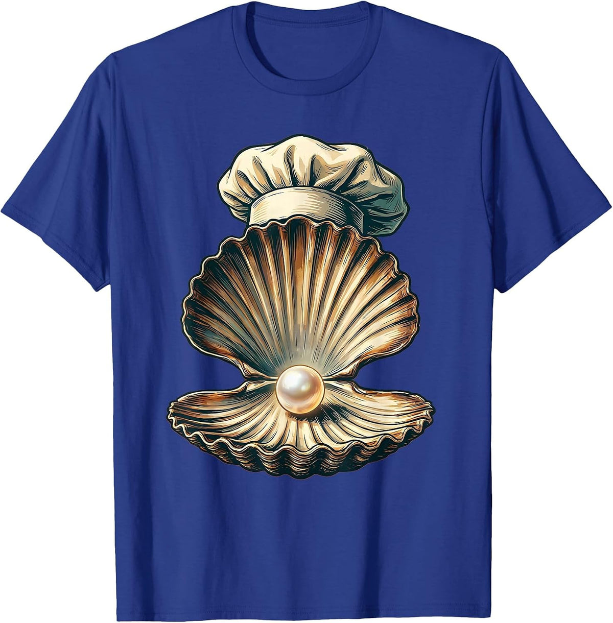 Men's Chef Hat Clam Shell Pearl Graphic Design T-Shirt - Royal Blue