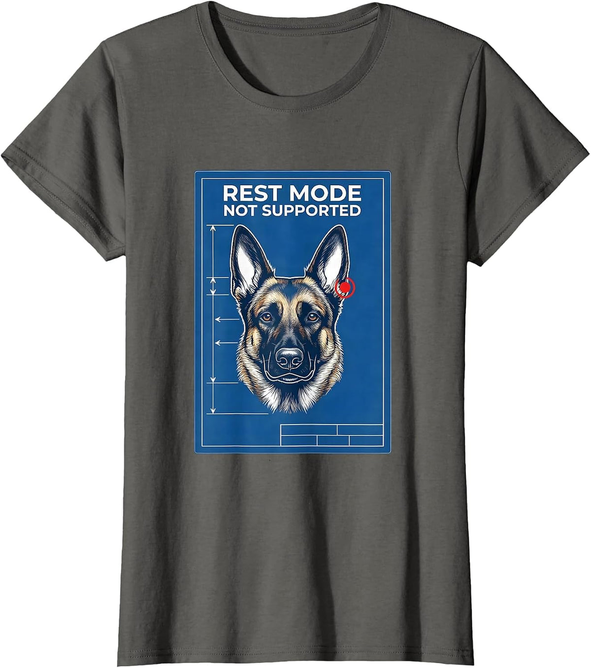Women's Rest Mode Not Supported Belgian Malinois Dog Owner Humor T-Shirt - Asphalt Grey