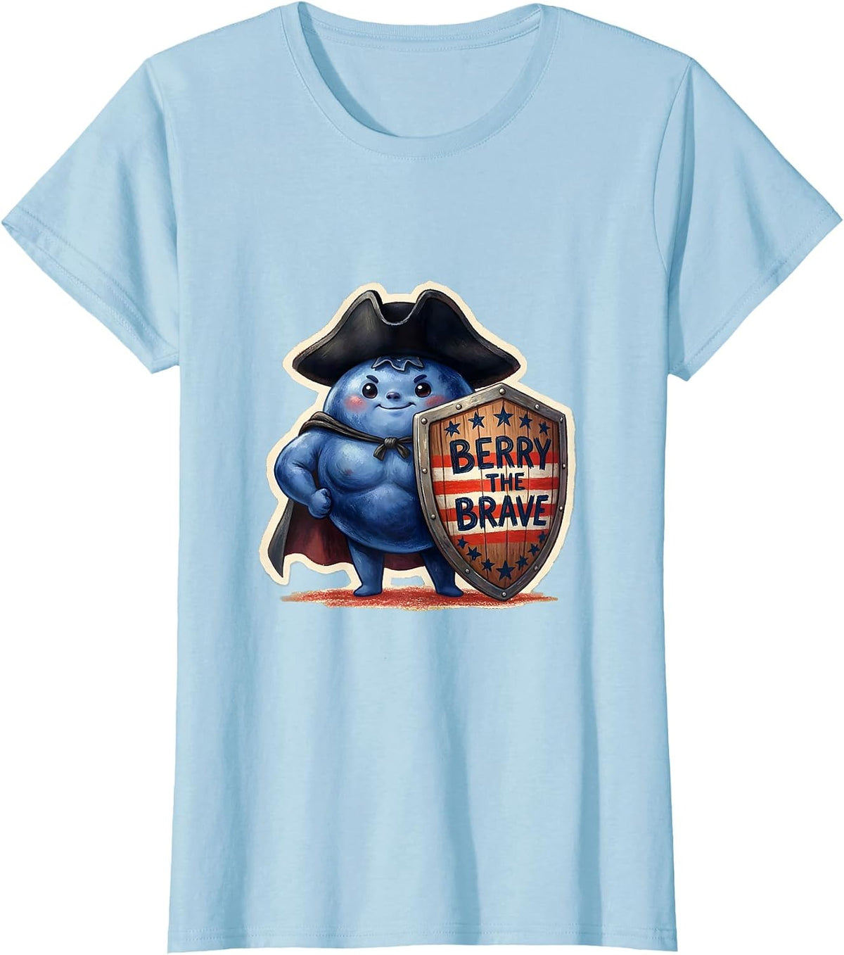 Women's Berry the Brave Red White and Blueberries Design T-Shirt - Baby Blue