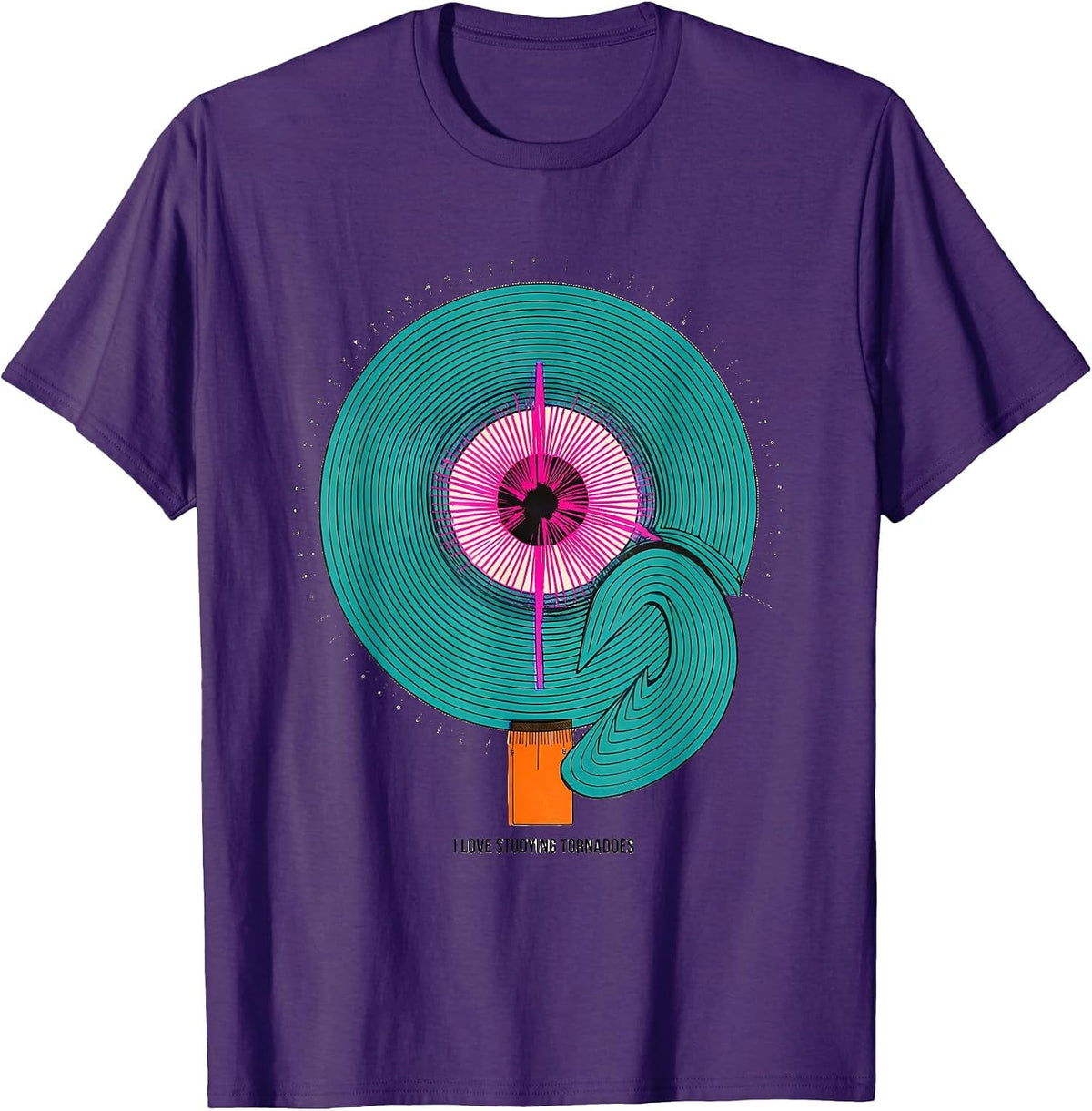 I Love Studying Tornadoes Risograph Storm Chaser Meteorology T-Shirt - Purple