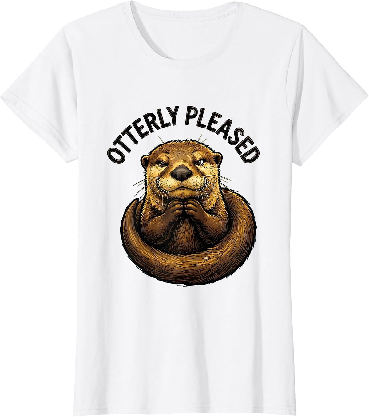 Women's Otterly Pleased Funny Otter Lover Gift For Kids Teens T-Shirt - White