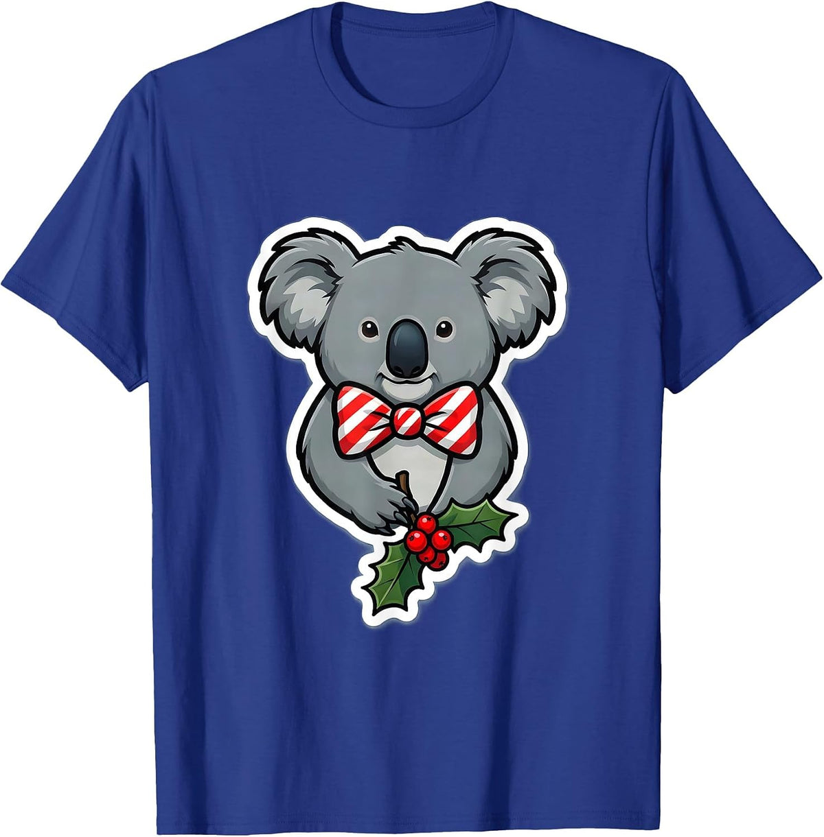 Rounded Koala Christmas Bow Tie Holiday Animal Lover Gift T-Shirt - Royal Blue
