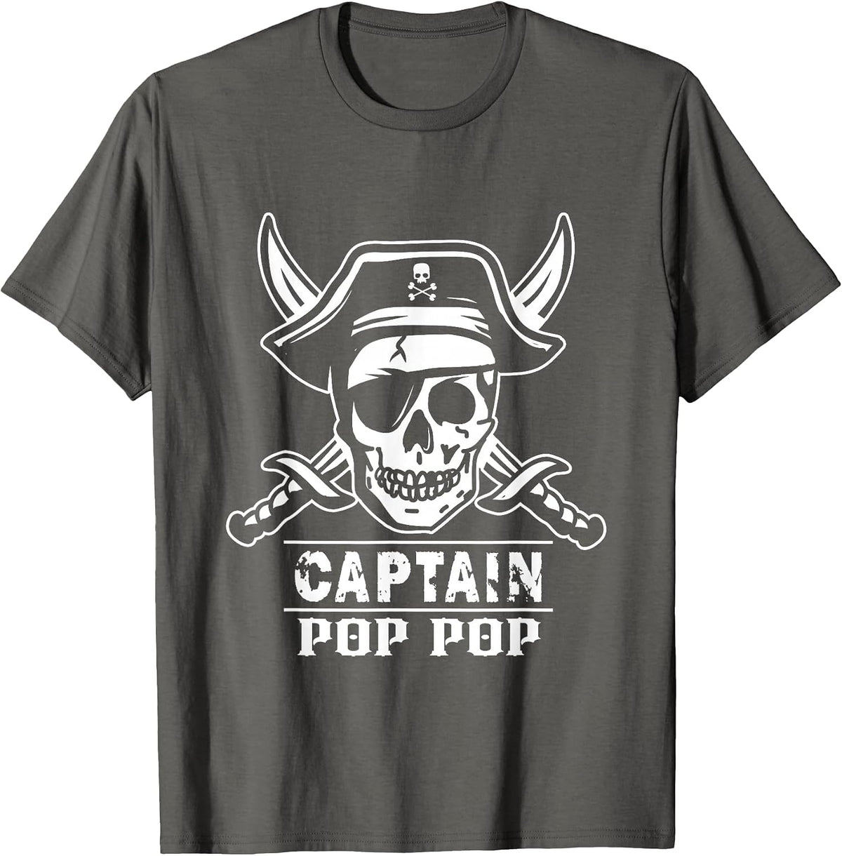 Pirate Captain Pop Pop Halloween Grandpa T-Shirt - Asphalt Grey