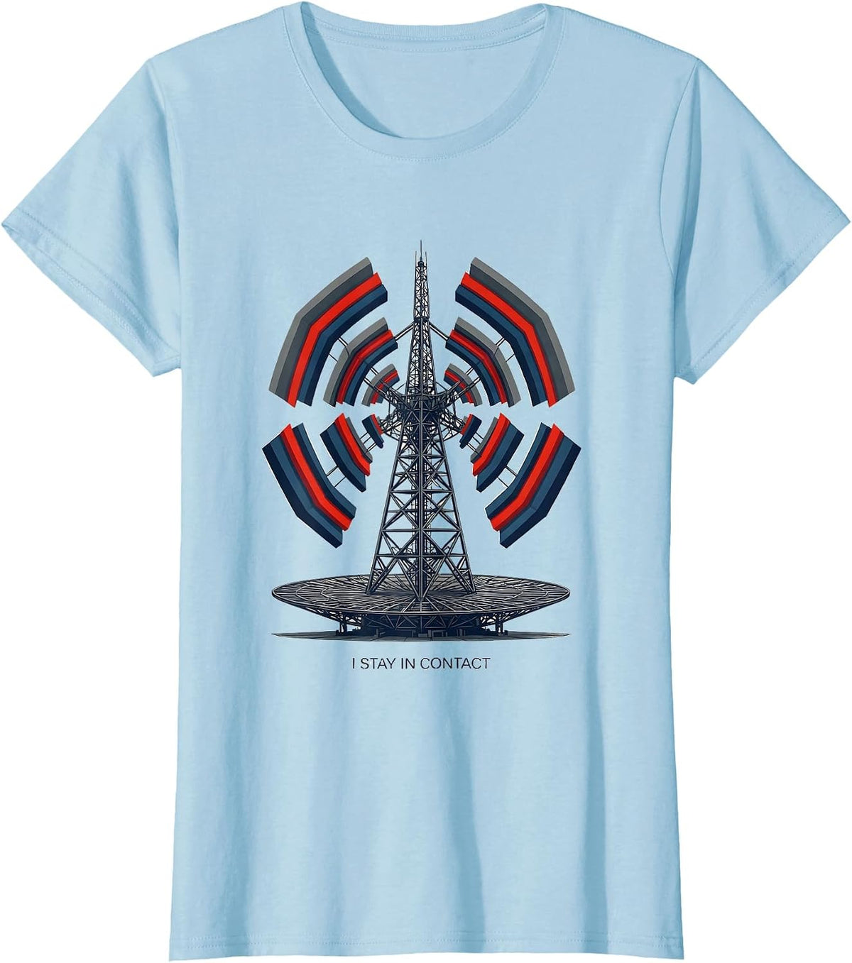 I Stay In Contact Geometric Ham Radio Operator Hobby Pride T-Shirt - Baby Blue