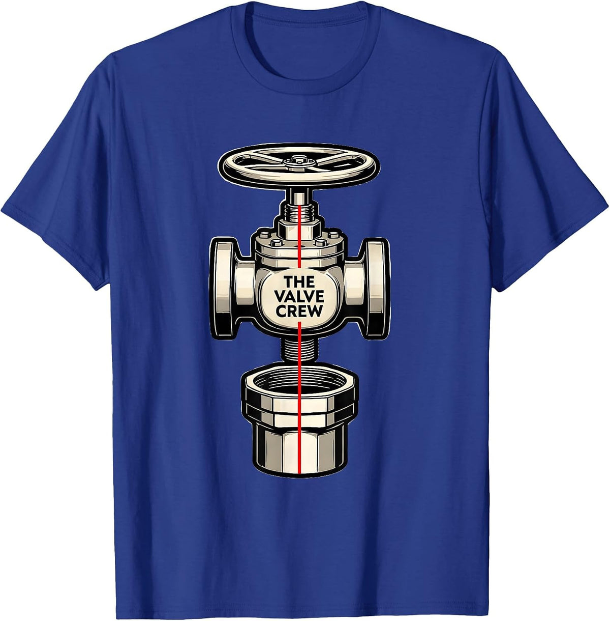 THE VALVE CREW Exploded View Technical Firefighter Humor T-Shirt - Royal Blue