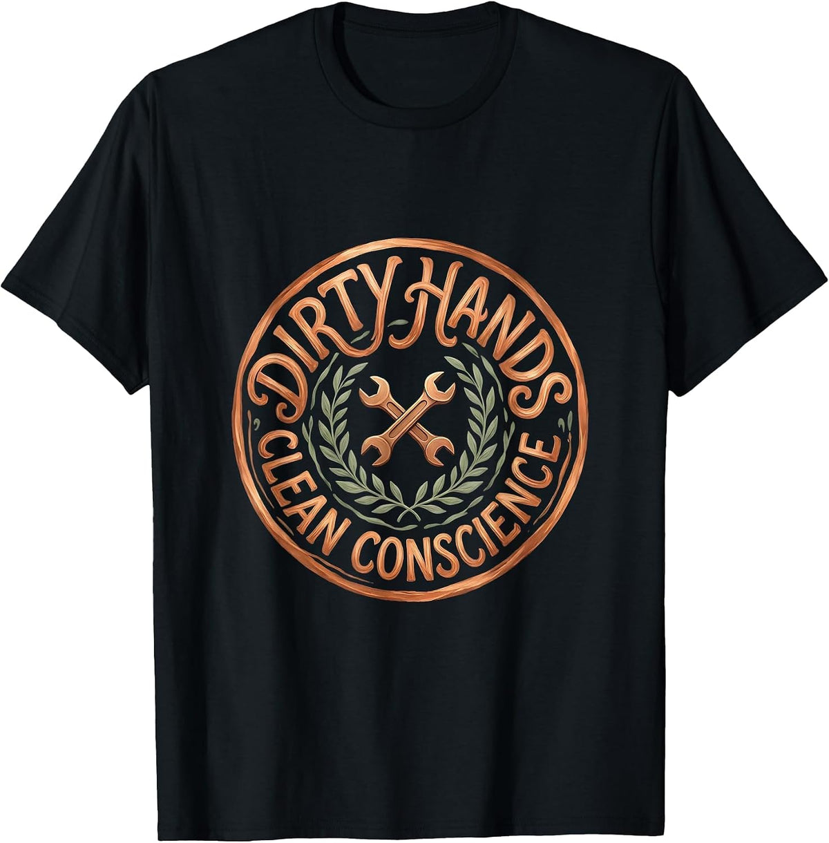 Men's Dirty Hands Clean Conscience Mechanic Design T-Shirt - Black