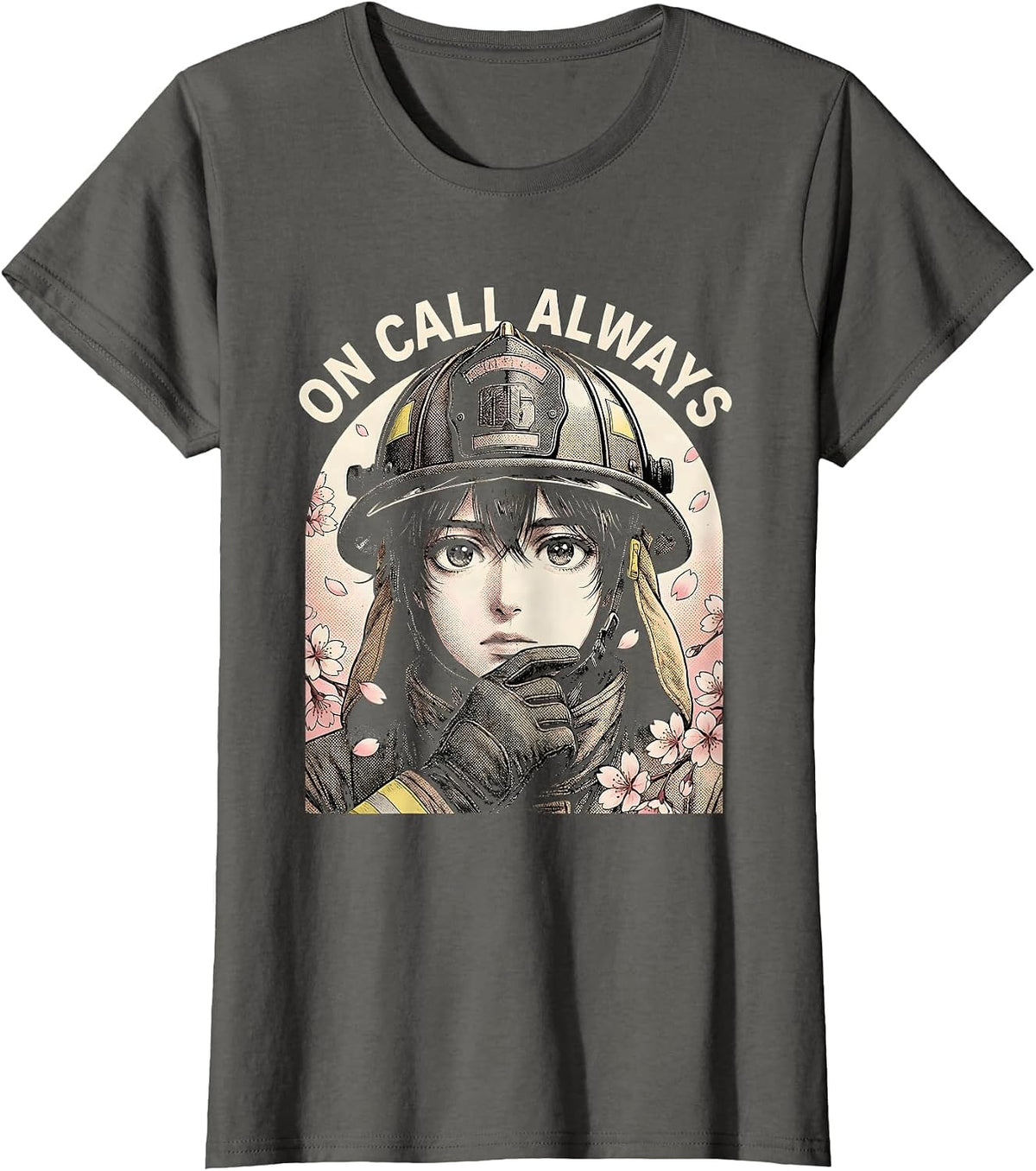 Women's On Call Always Firefighter Graphic Design T-Shirt - Asphalt Grey